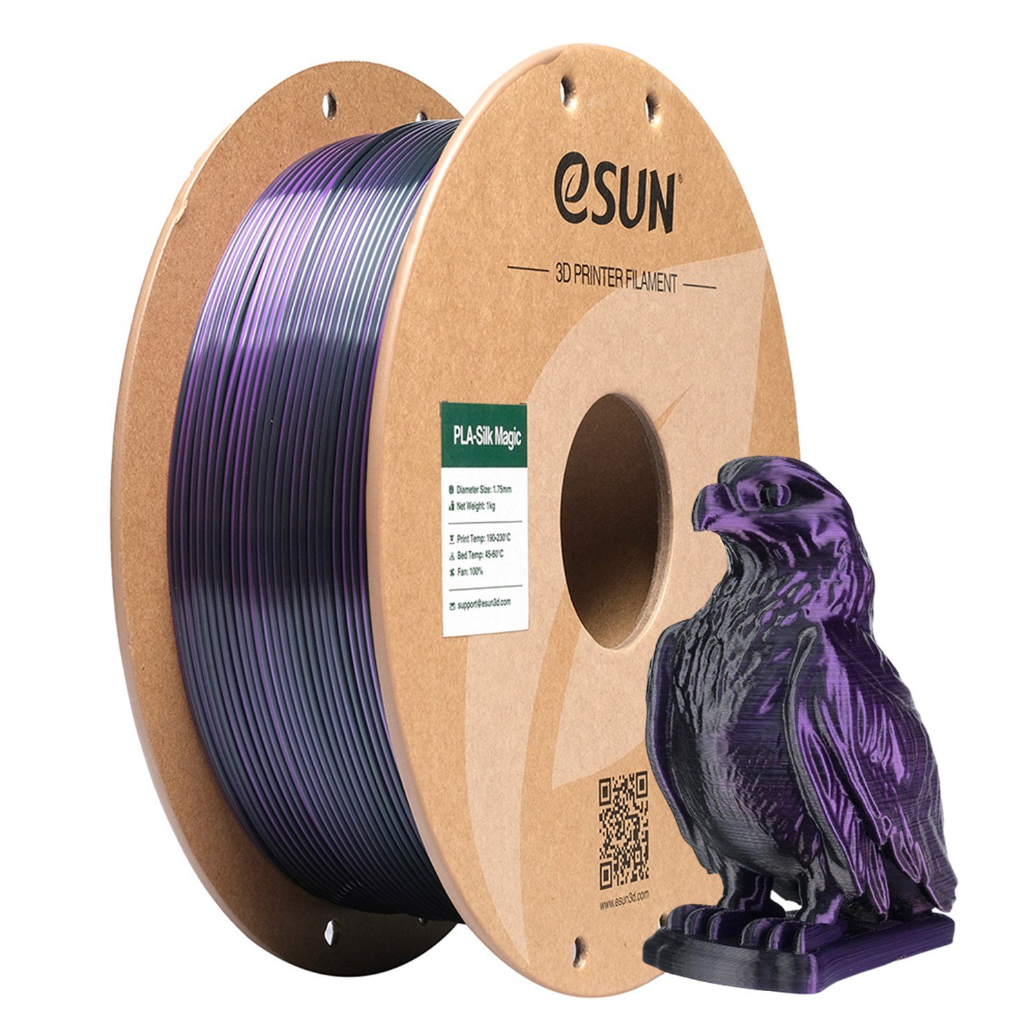 eSun PLA-Silk Magic Siyah Mor Filament 1.75mm 1 Kg