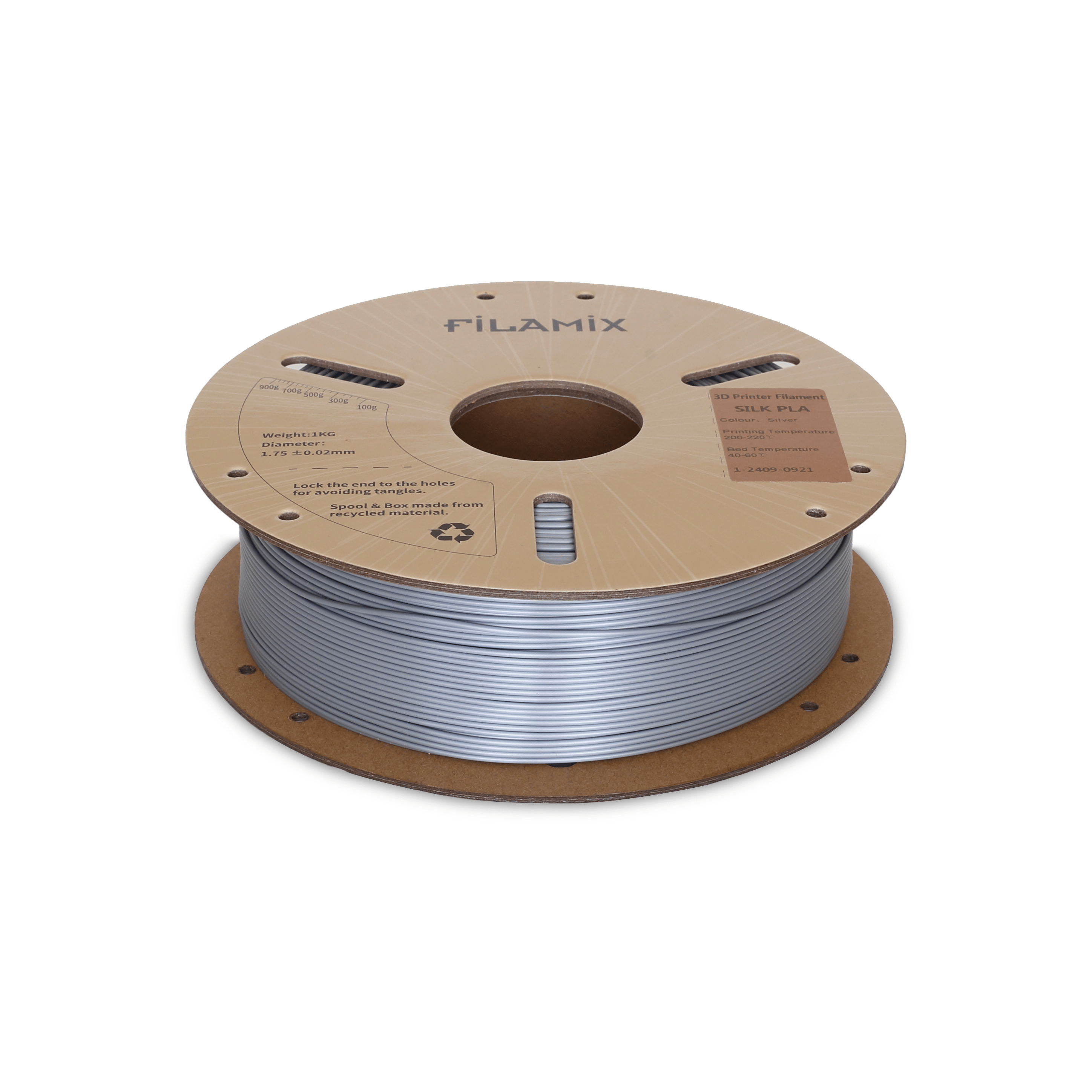 Filamix Silk PLA Silver Filament 1.75mm 1Kg