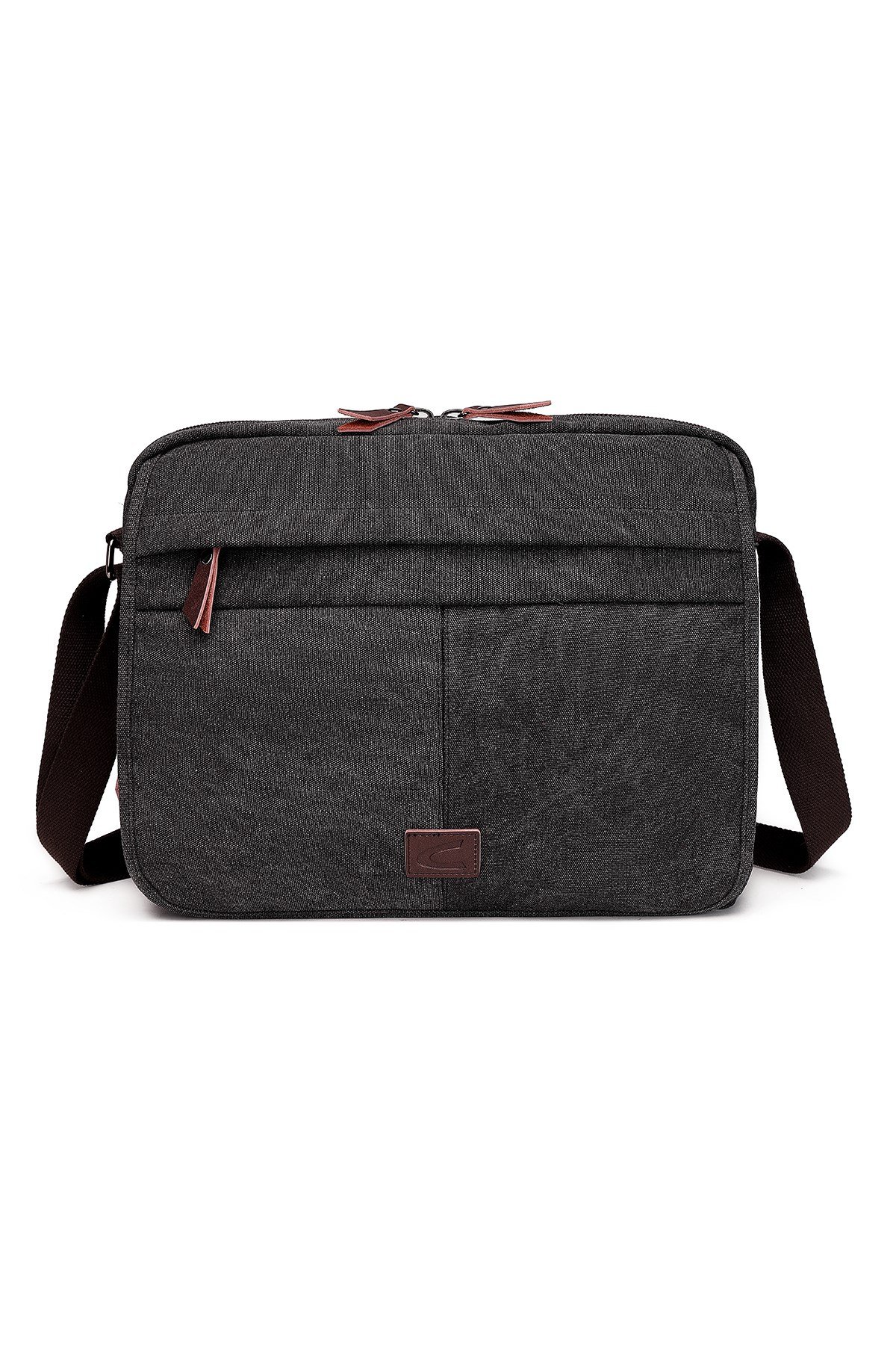 Cactive Kanvas Su Geçirmez Kumaş Uzun Askılı Laptop Bölmeli Unisex Postacı Çantası Siyah