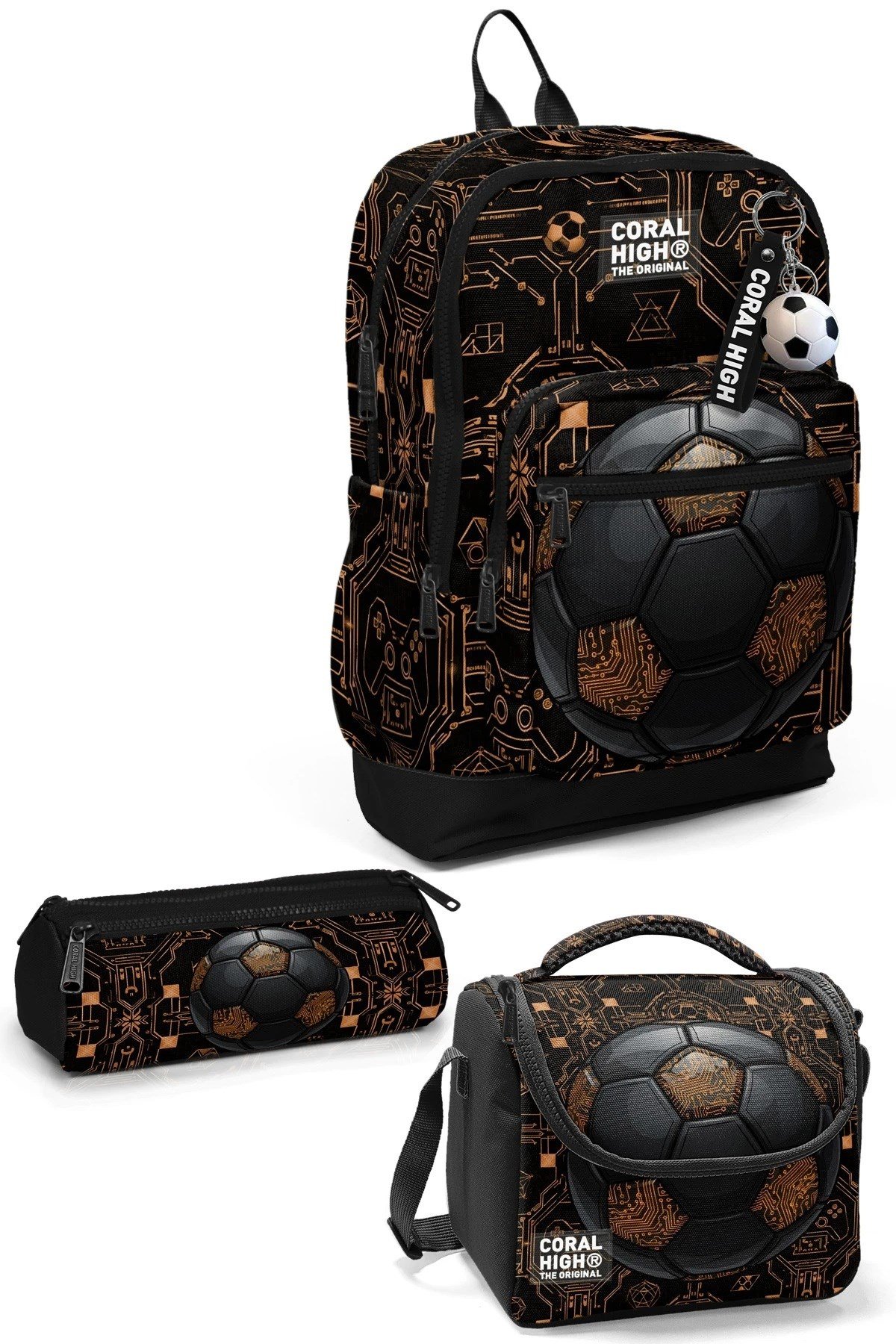 Erkek Çocuk Futbol Desenli 3’lü Okul Çanta Seti SET0133217