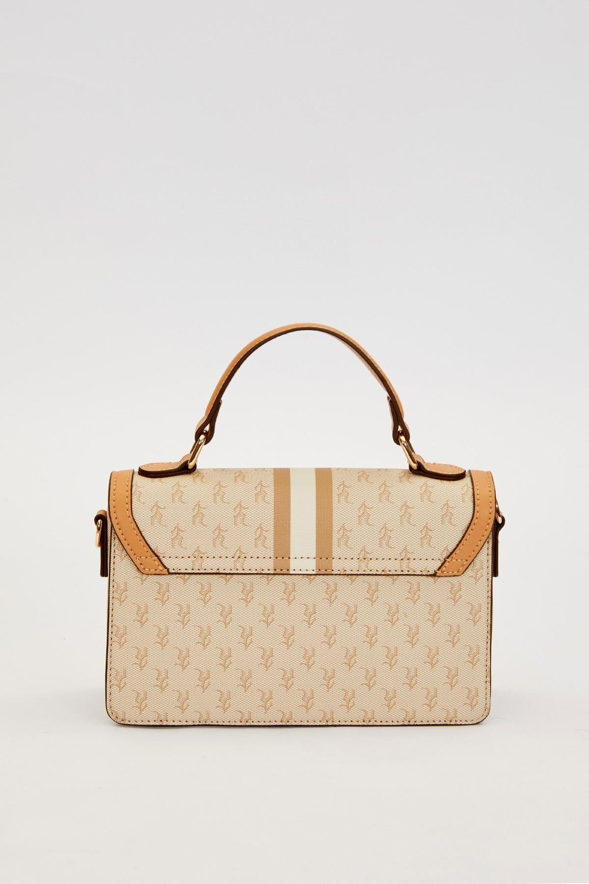 Haki Logolu Monogram Desen El Çantası