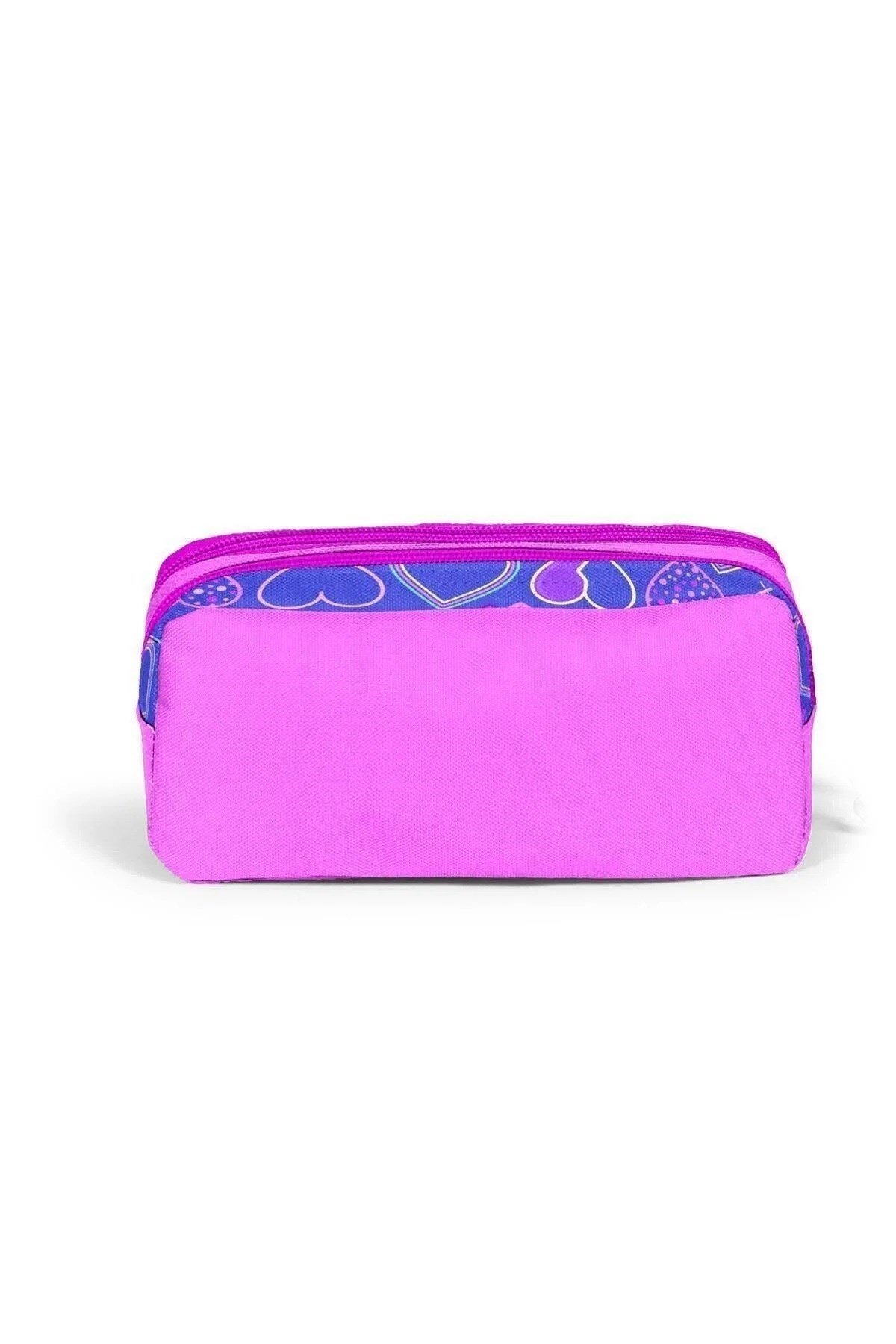 Kids Açık Pembe Lavanta Kalp Desenli 3'lü Okul Çanta Seti SET0123401