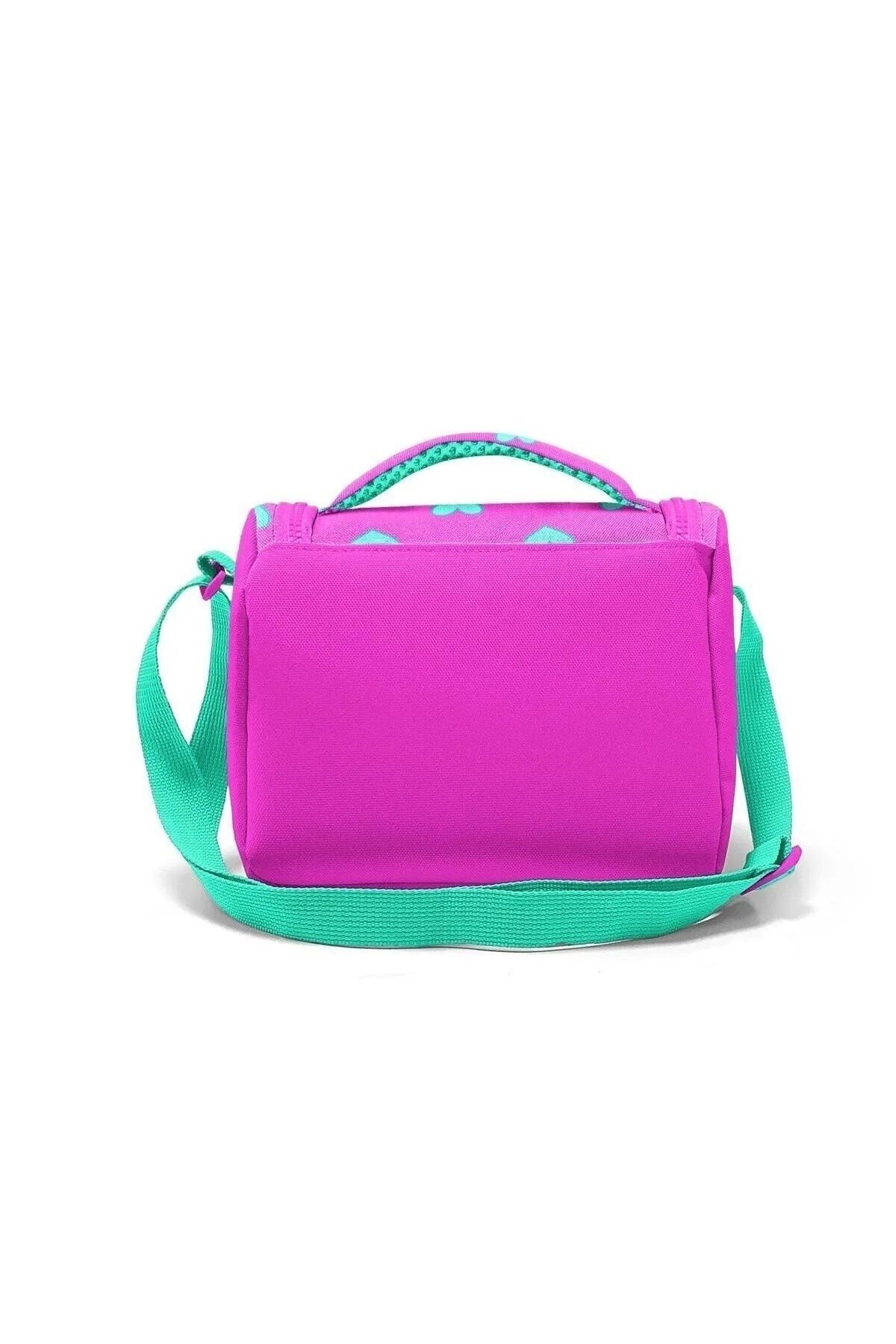 Kids Neon Pembe Su Yeşili Kalp Desenli 3’lü Okul Çanta Seti SET0123113