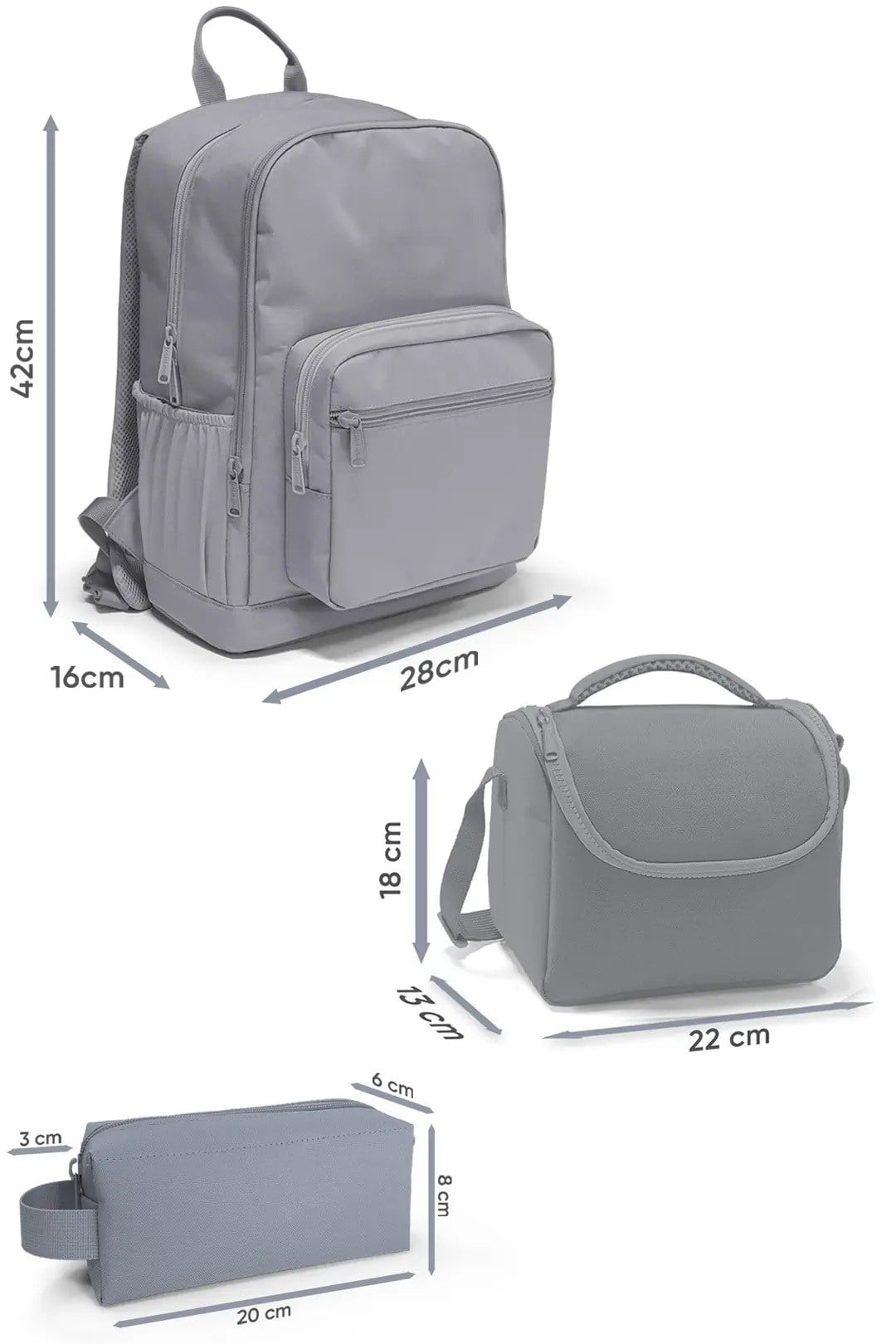 Kız Çocuk Milka Geometrik Desenli 3’lü Okul Çanta Seti SET0133227
