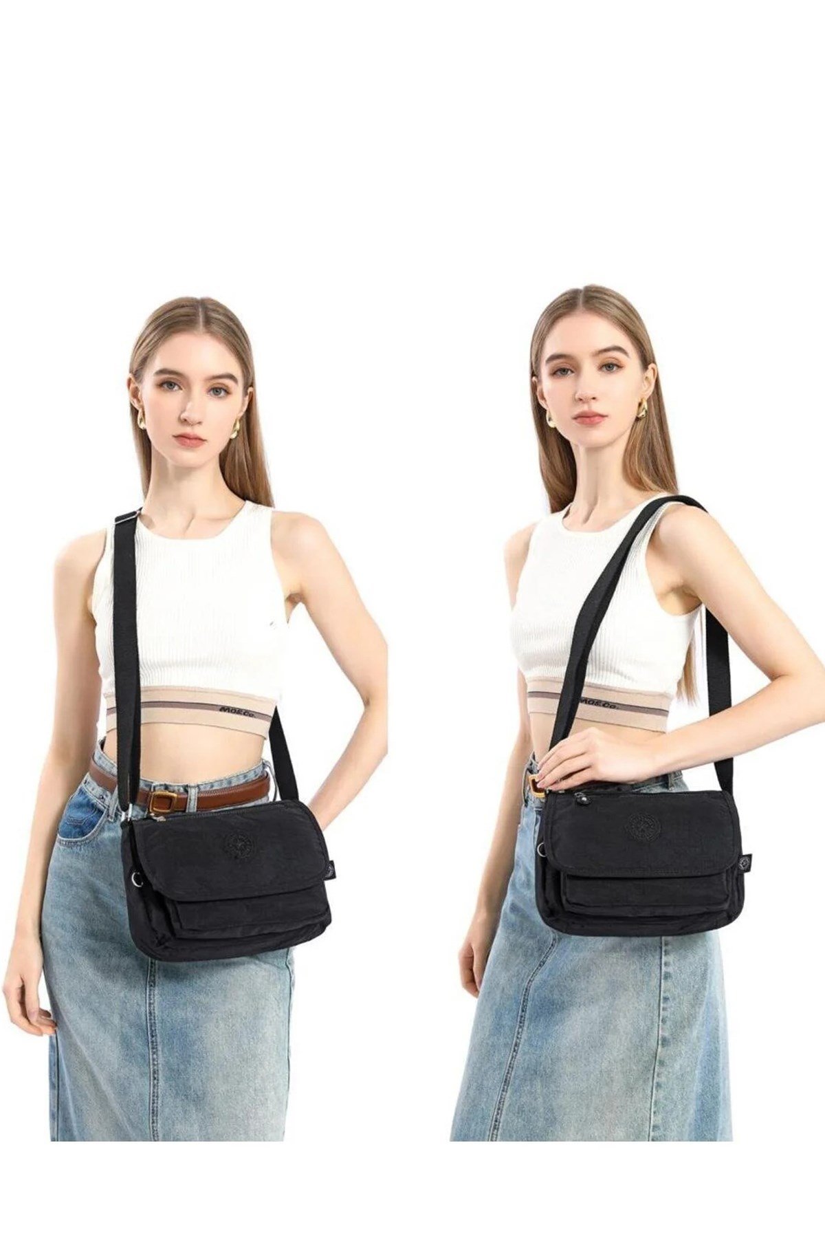 Krinkıl Kumaş Kadın Postacı Çantası Smart Bags 1148