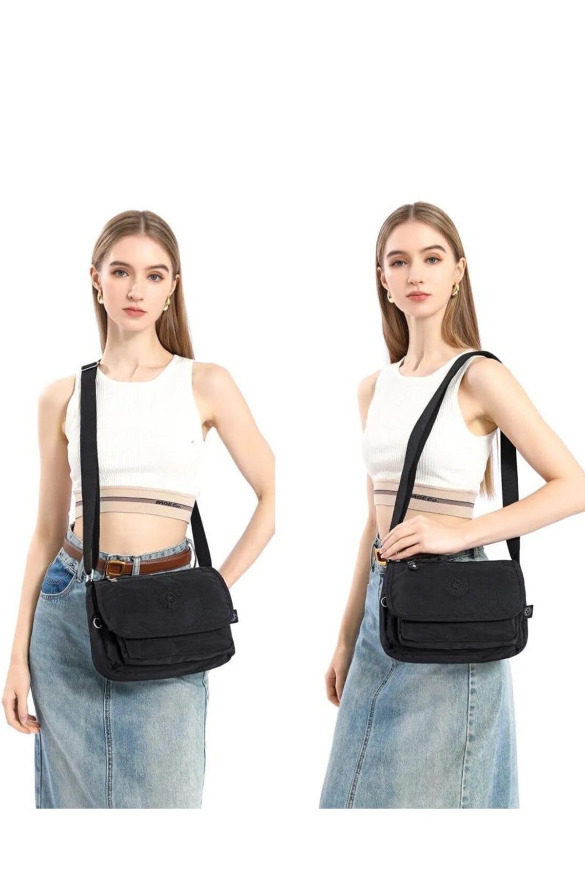 Krinkıl Kumaş Kadın Postacı Çantası Smart Bags 1148