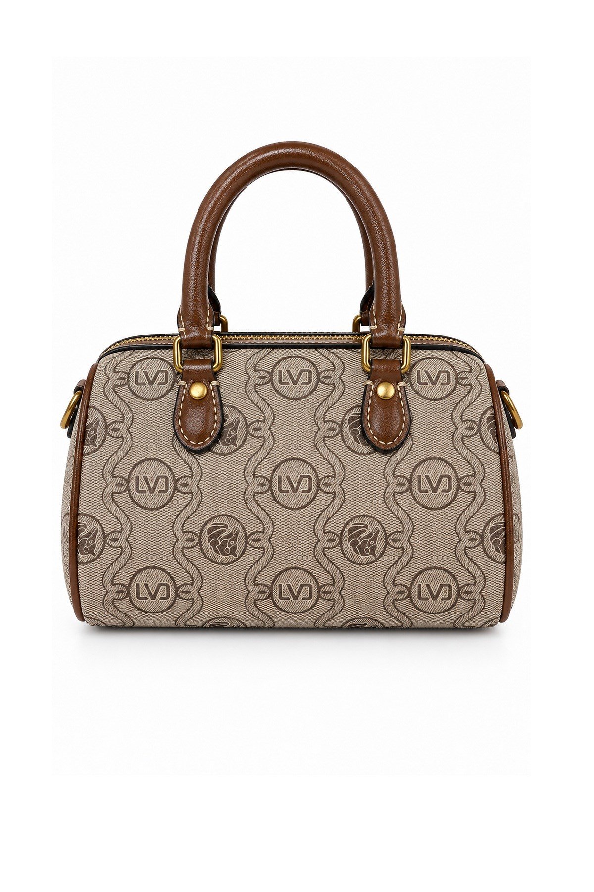 Monogram Desenli Speedy Tasarım Mini Boy Uzun Askılı Kadın El Çantası Camel