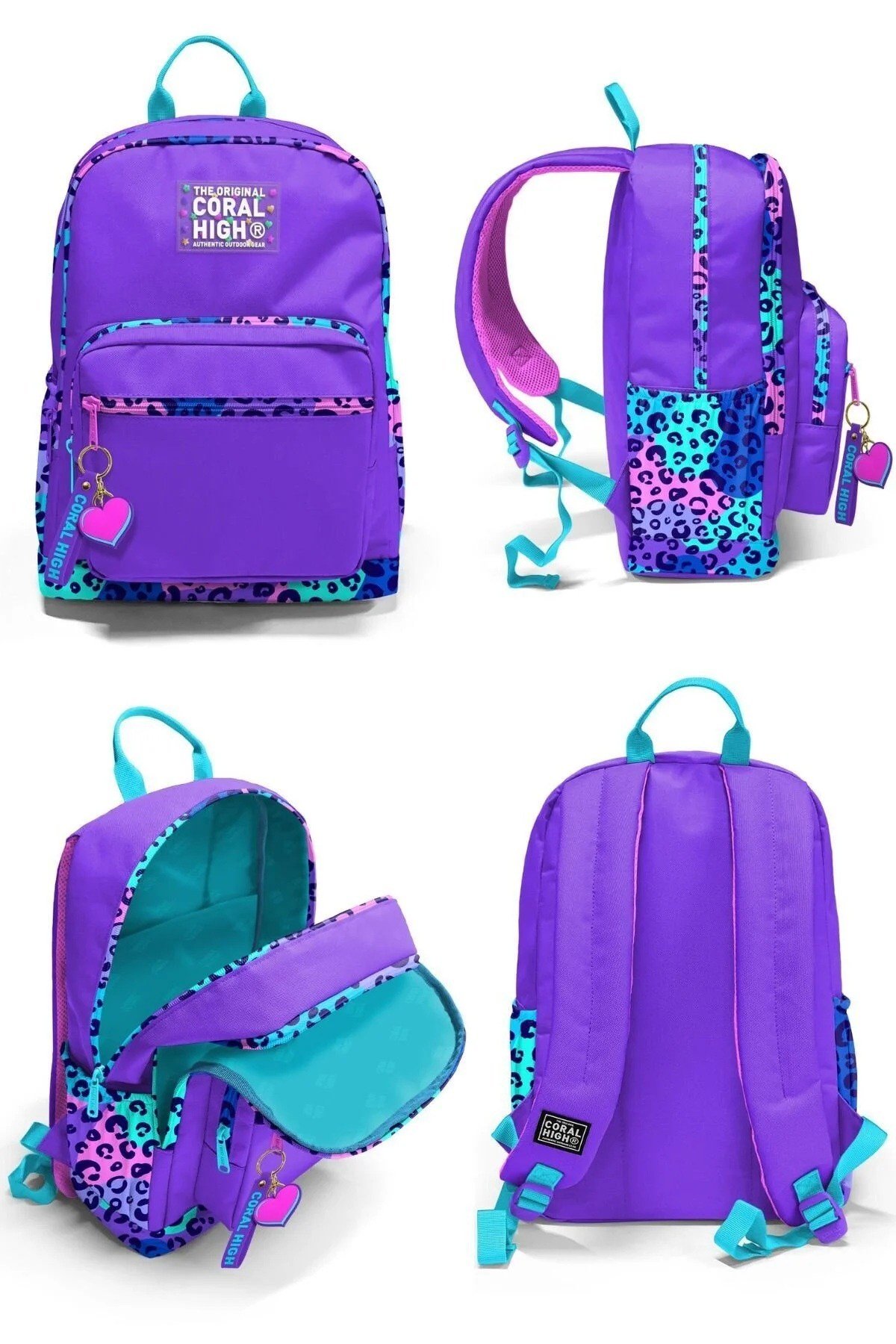 Mor Leopar Desenli 3’lü Okul Çanta Seti SET0123632