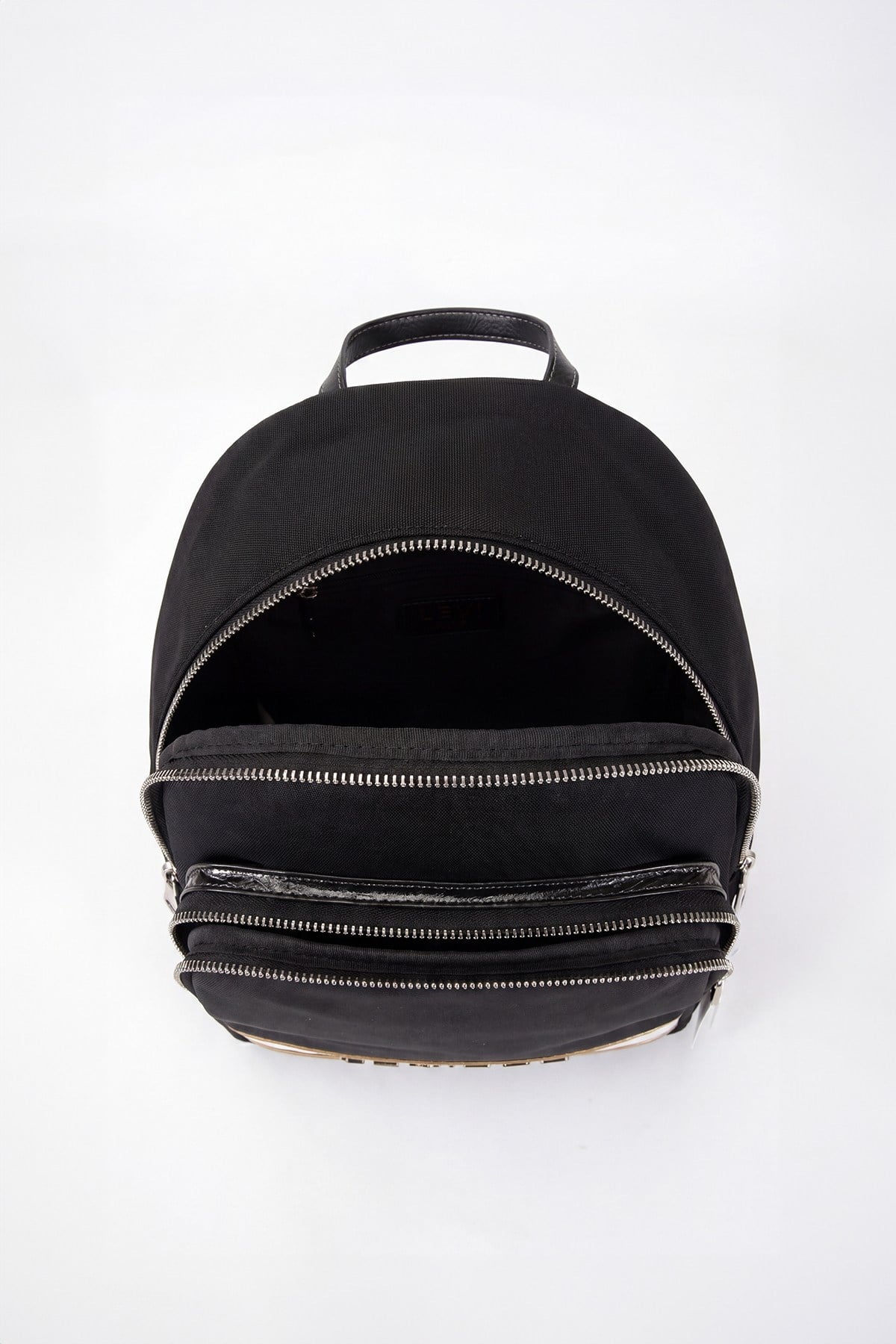 Orta Boy Su Geçirmez Dokuma Kumaş Kadın Günlük Sırt Çantası Siyah