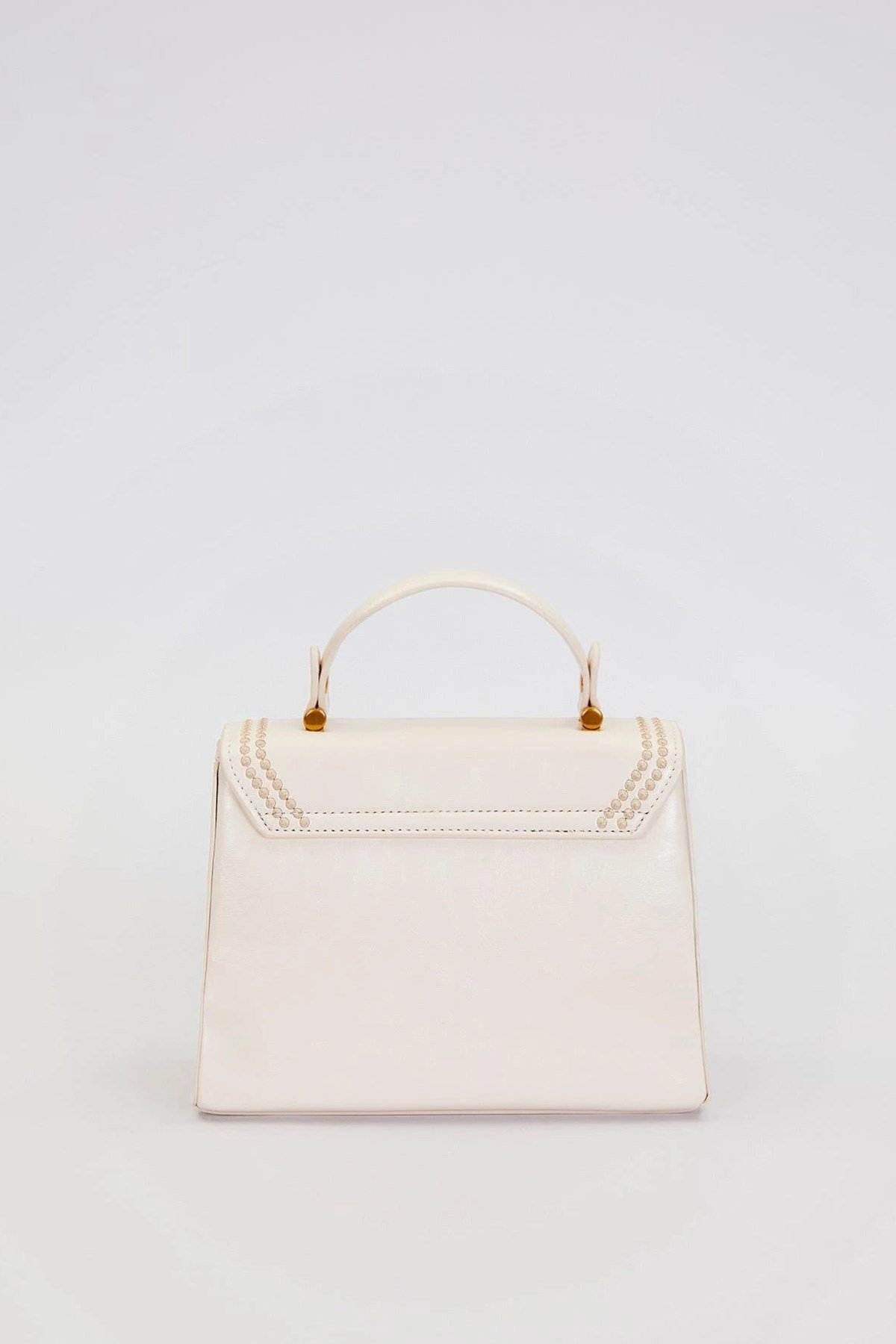 Otantik Fayton Metal Logo ve Nakış Detaylı Orta Boy Kadın El ve Omuz Çantası LV930574 Krem