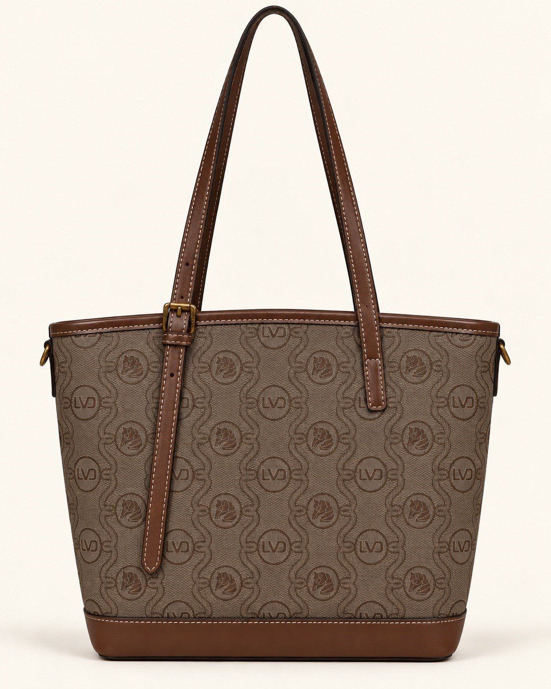 Otantik Logo Detaylı Günlük Orta Boy Shopper Kadın Omuz Çantası Camel