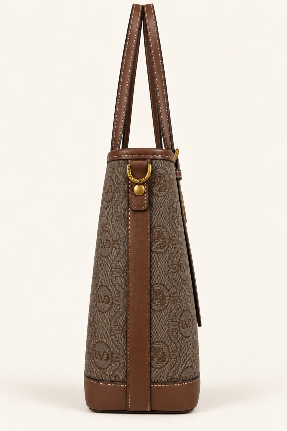Otantik Logo Detaylı Günlük Orta Boy Shopper Kadın Omuz Çantası Camel