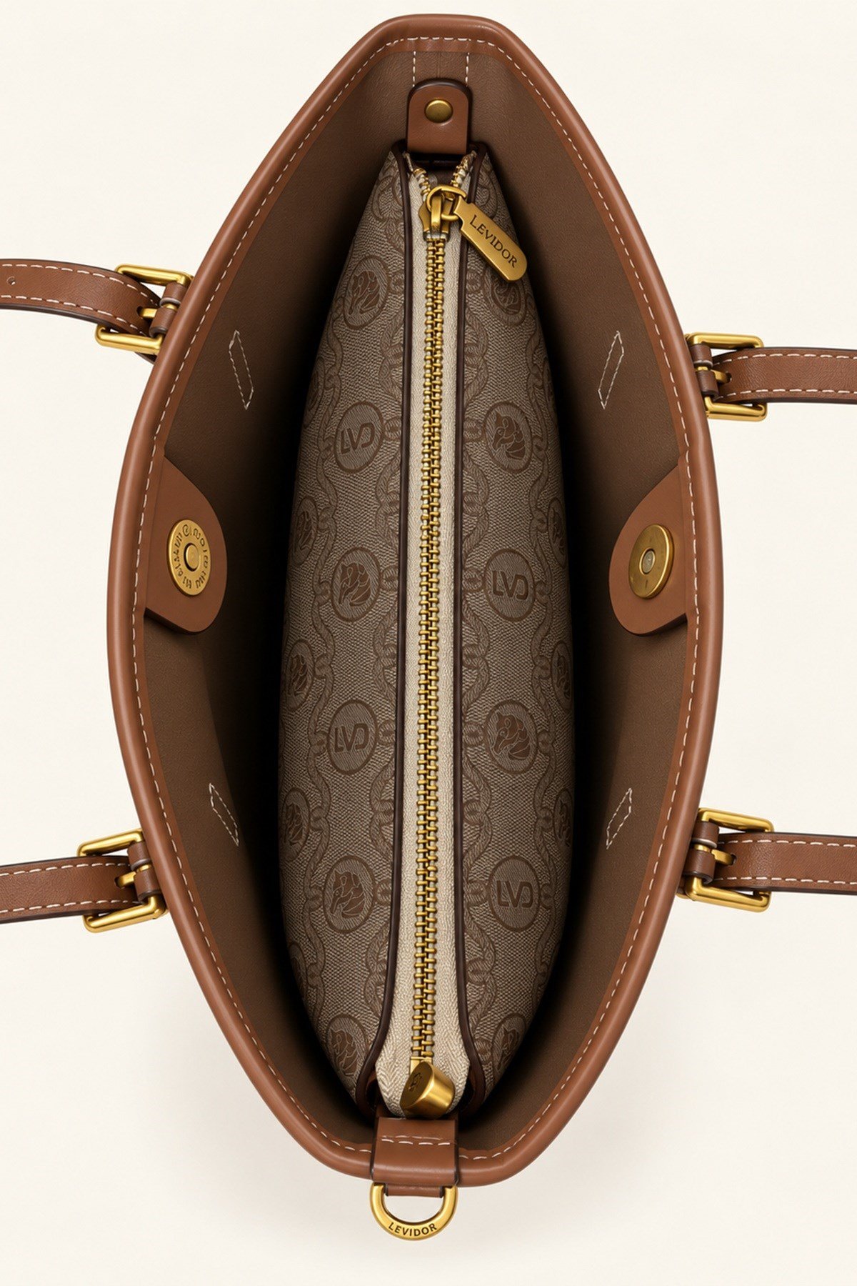 Otantik Logo Detaylı Günlük Orta Boy Shopper Kadın Omuz Çantası Camel