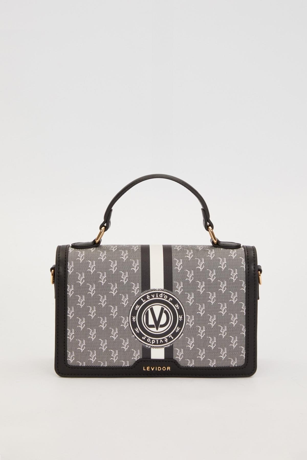 Siyah Logolu Monogram Desen El Çantası