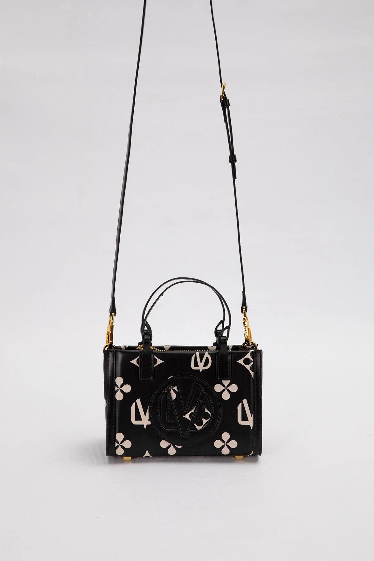 Siyah Mini Boy Baskılı El Çantası
