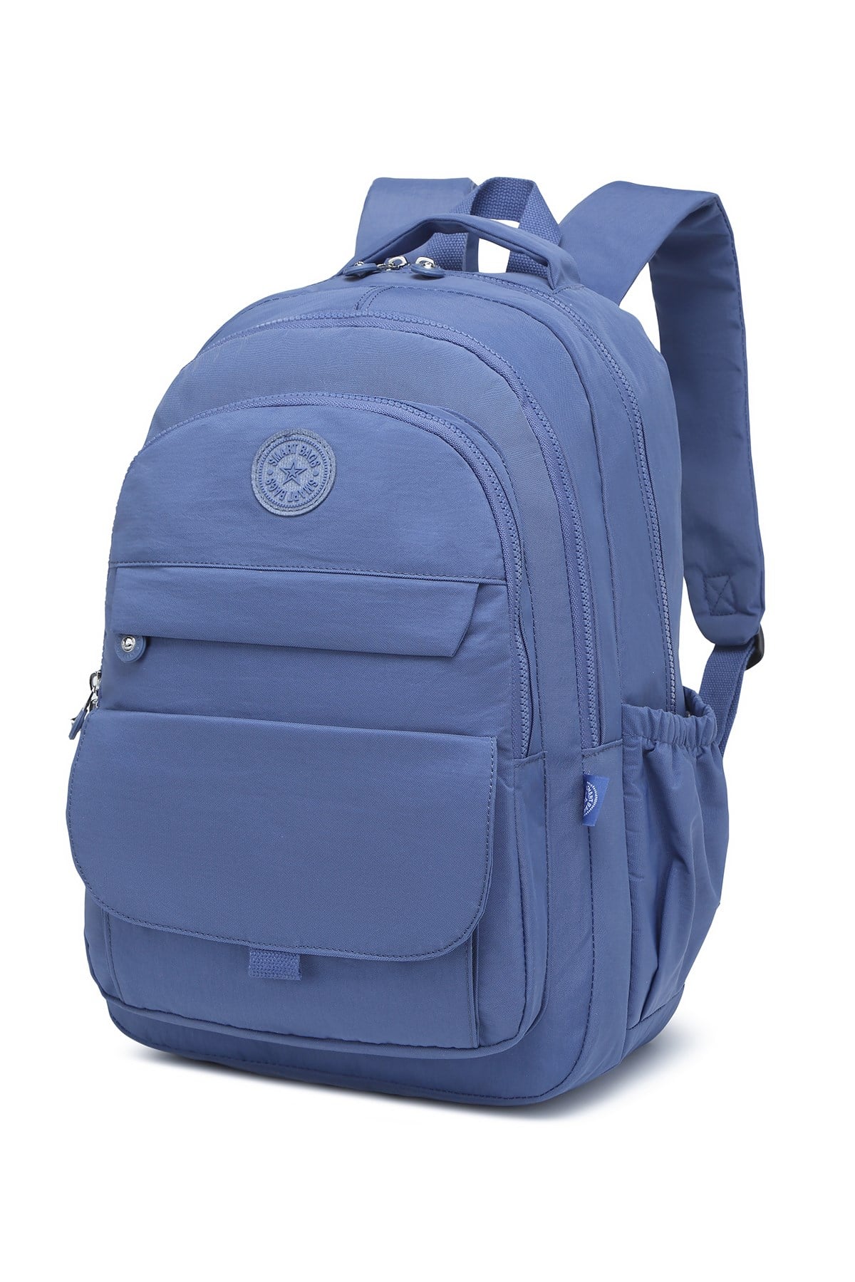 Smart Bags Büyük Boy Laptop Bölmeli Çok Cepli Su Geçirmez Krınkıl Kumaş Lise Okul Çantası Mavi