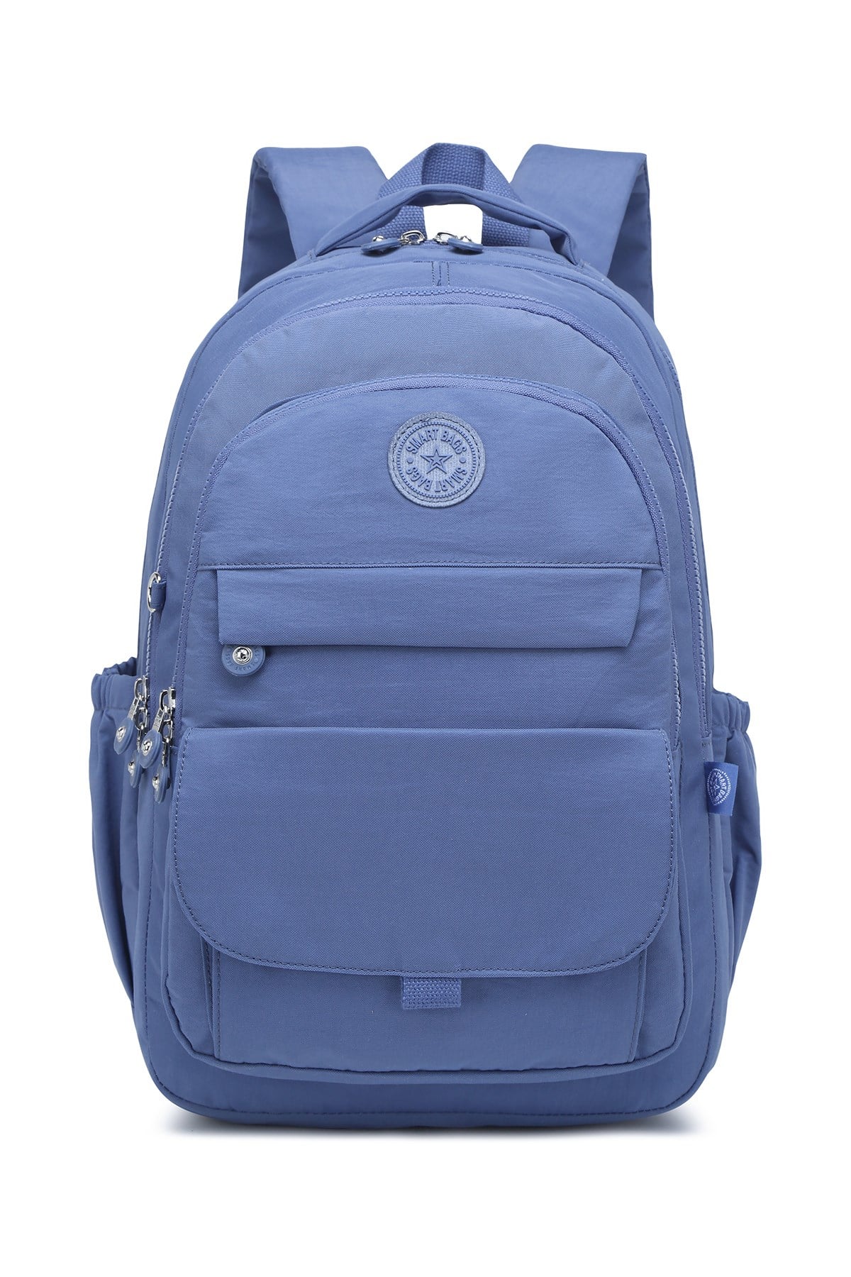Smart Bags Büyük Boy Laptop Bölmeli Çok Cepli Su Geçirmez Krınkıl Kumaş Lise Okul Çantası Mavi