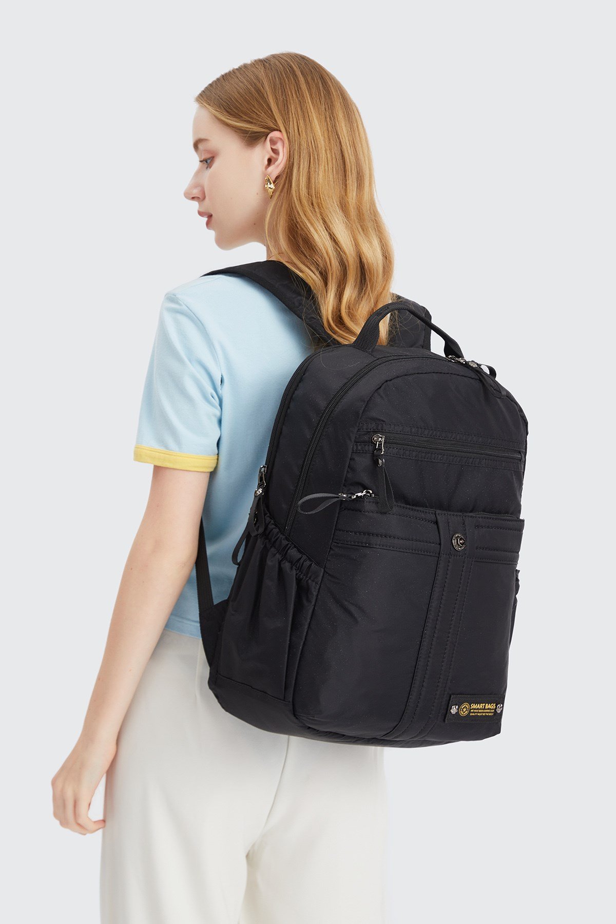 Smart Bags Büyük Boy Laptop Bölmeli Günlük ve Okul İçin Uygun Su Geçirmez Sırt Çantası 8718 Lacivert