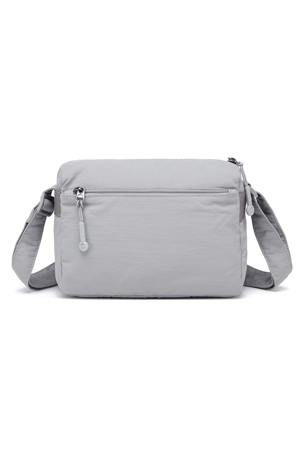 Smart Bags Gri Kadın Omuz Çantası Hafif Kumaş Çok Cepli Çapraz Uzun Askılı