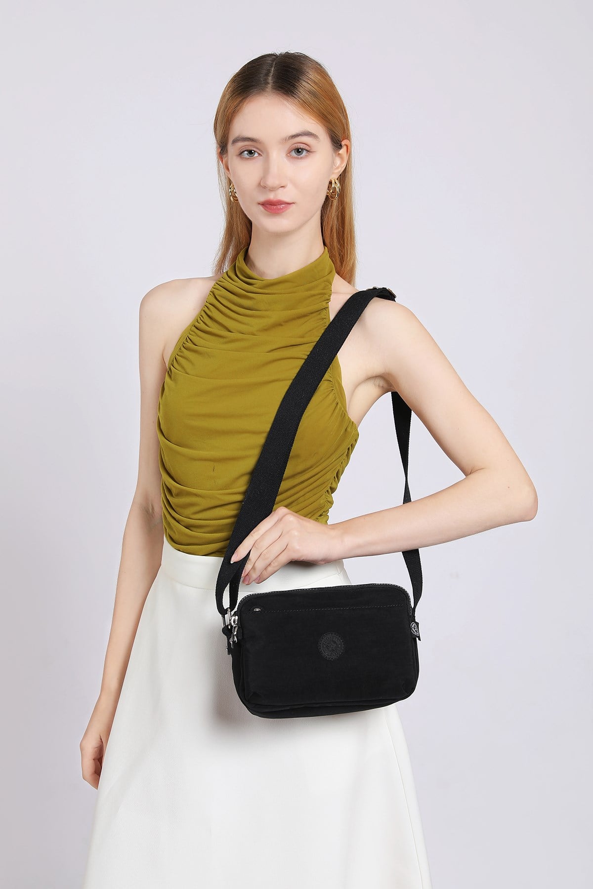 Smart Bags Günlük Küçük Boy Su Geçirmez Hafif Krınkıl Kumaş Kadın Omuz Çantası Siyah