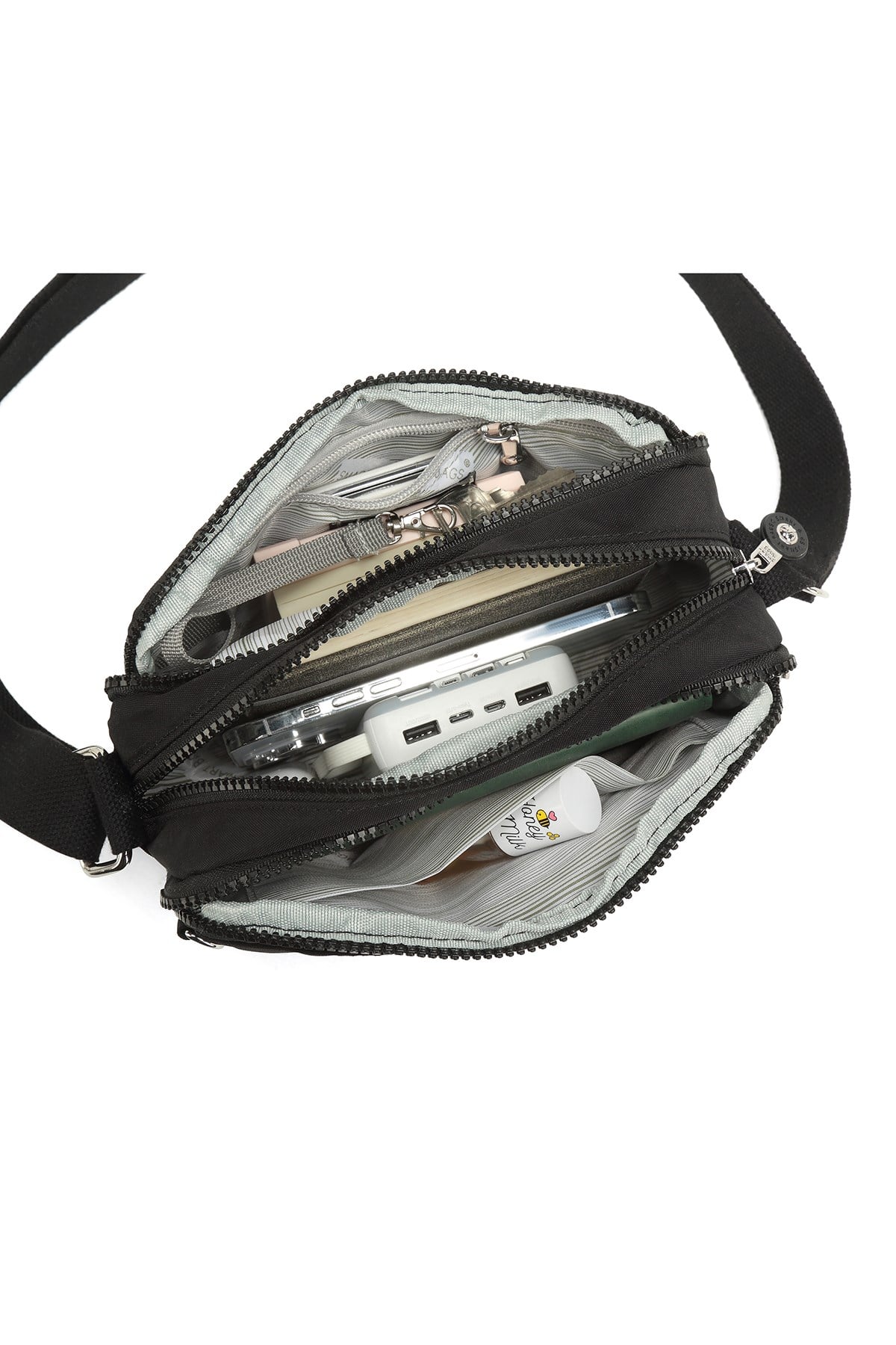 Smart Bags Günlük Küçük Boy Su Geçirmez Hafif Krınkıl Kumaş Kadın Omuz Çantası Siyah