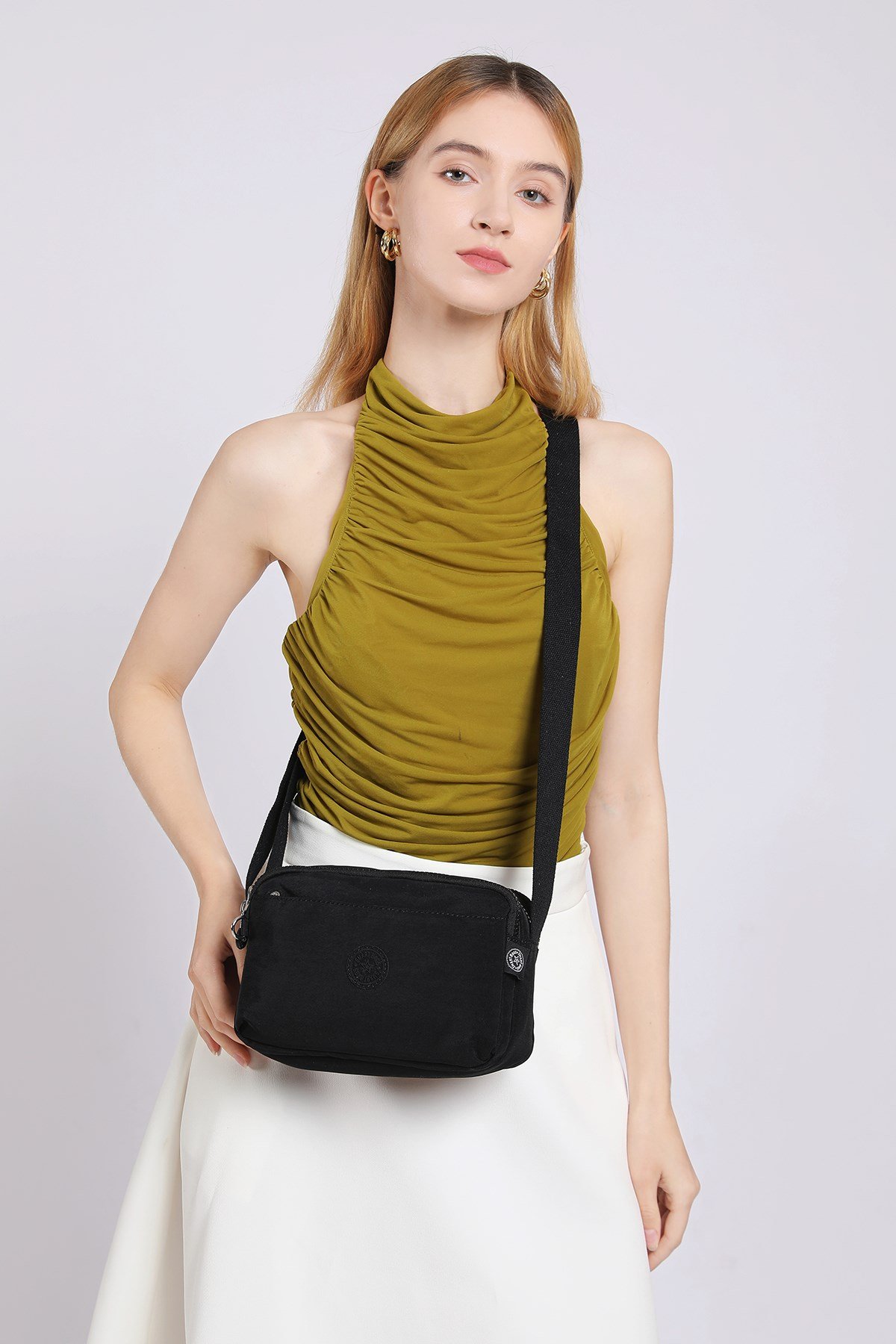 Smart Bags Günlük Küçük Boy Su Geçirmez Hafif Krınkıl Kumaş Kadın Omuz Çantası Yeşil