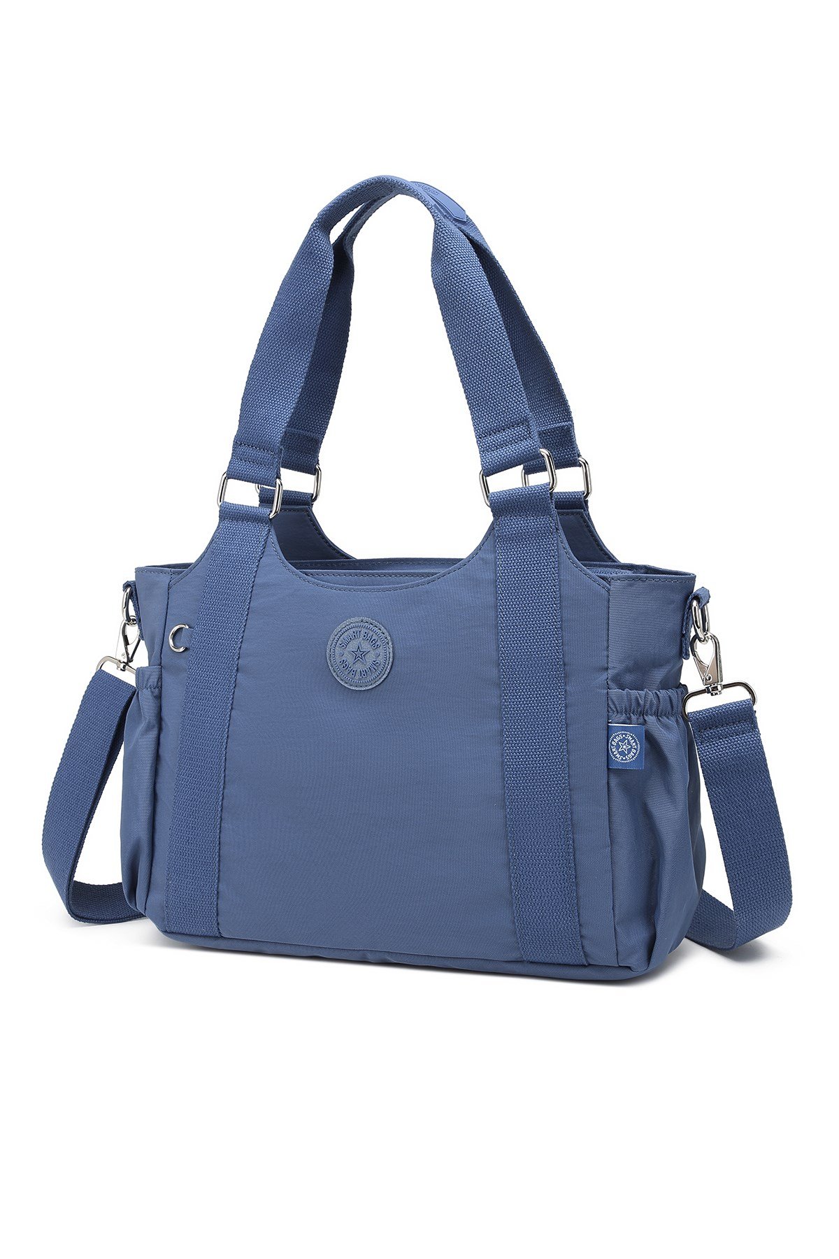 Smart Bags Günlük Orta Boy Su Geçirmez Krınkıl Kumaş Kadın Omuz Çantası Mavi