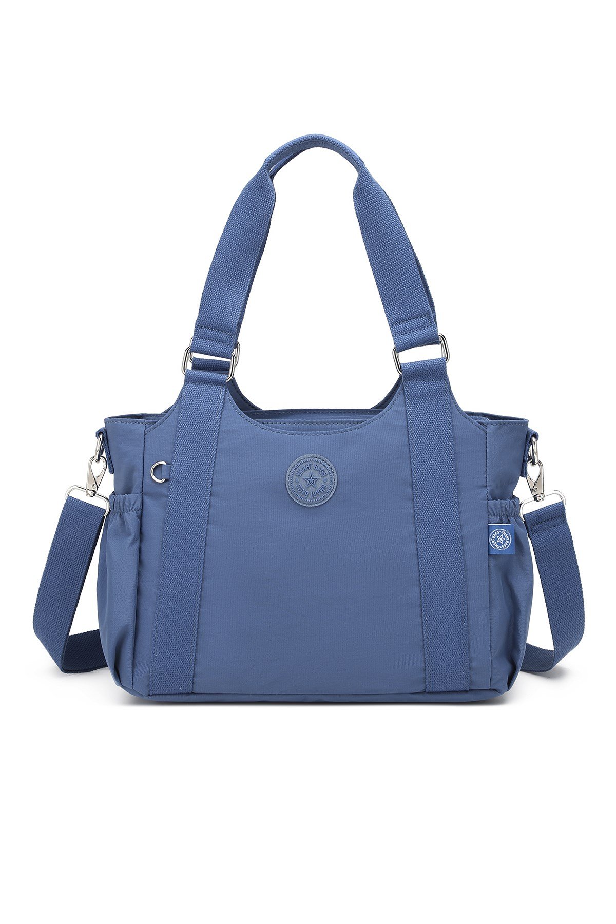 Smart Bags Günlük Orta Boy Su Geçirmez Krınkıl Kumaş Kadın Omuz Çantası Mavi