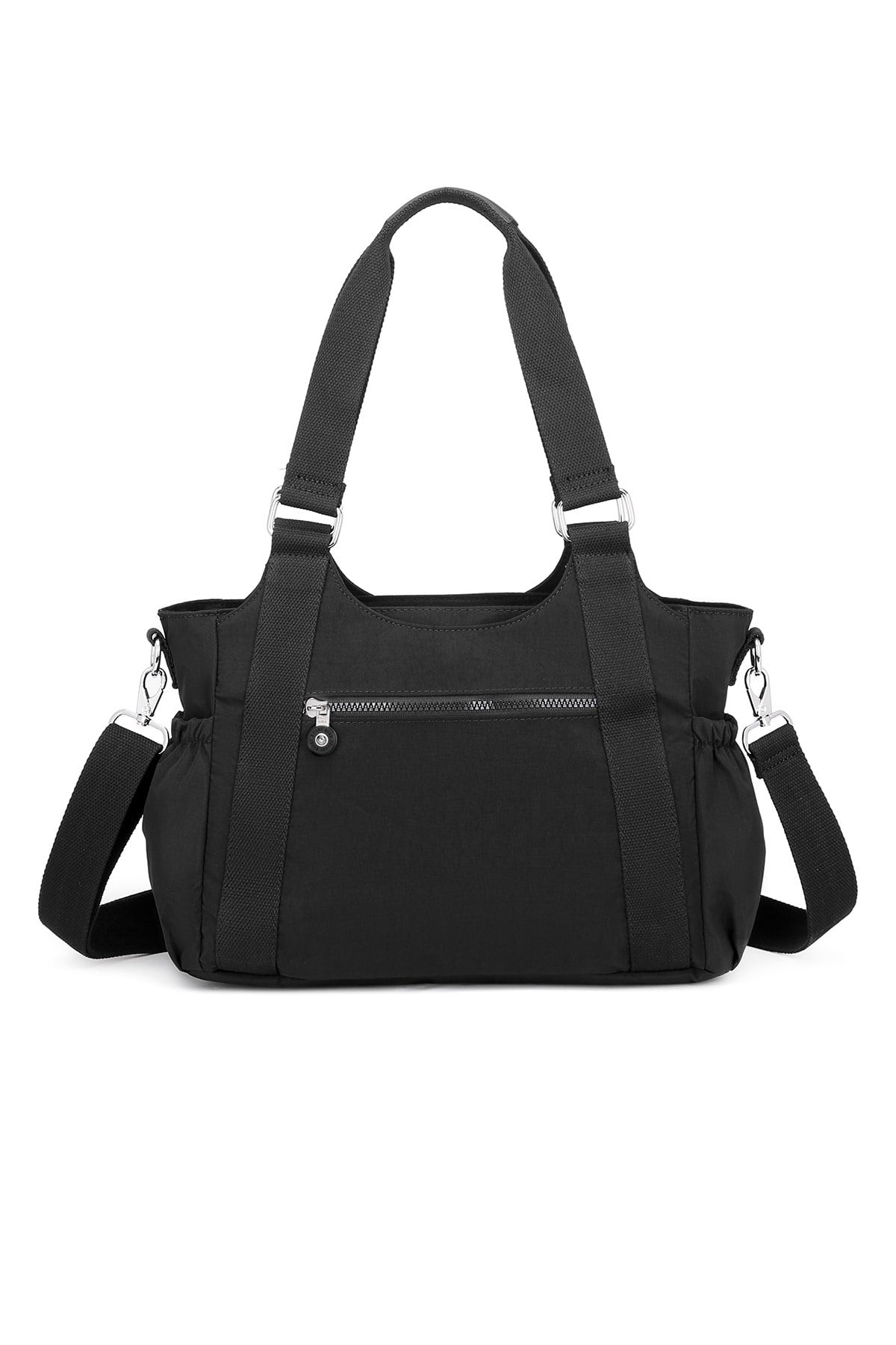 Smart Bags Günlük Orta Boy Su Geçirmez Krınkıl Kumaş Kadın Omuz Çantası Siyah
