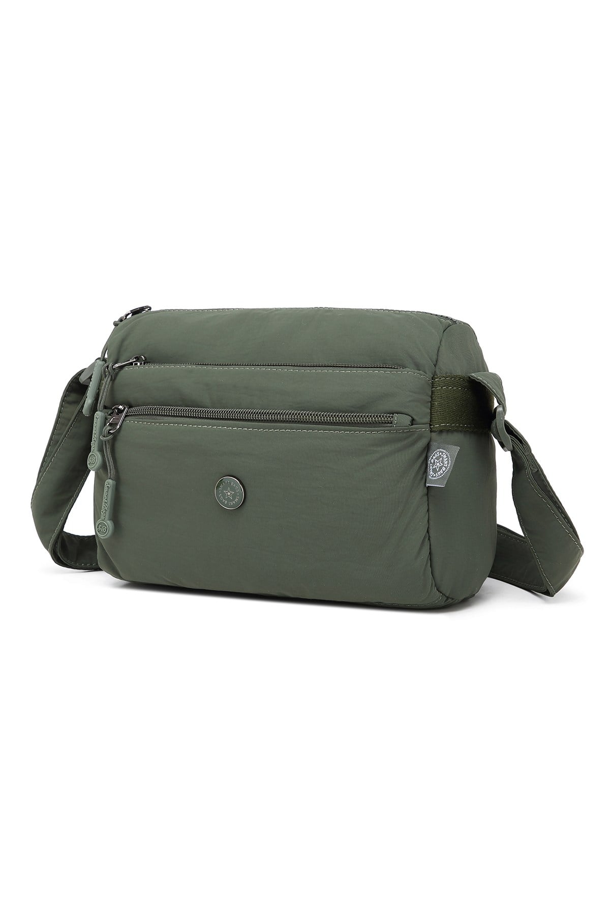 Smart Bags Haki Kadın Omuz Çantası Hafif Kumaş Çok Cepli Çapraz Uzun Askılı