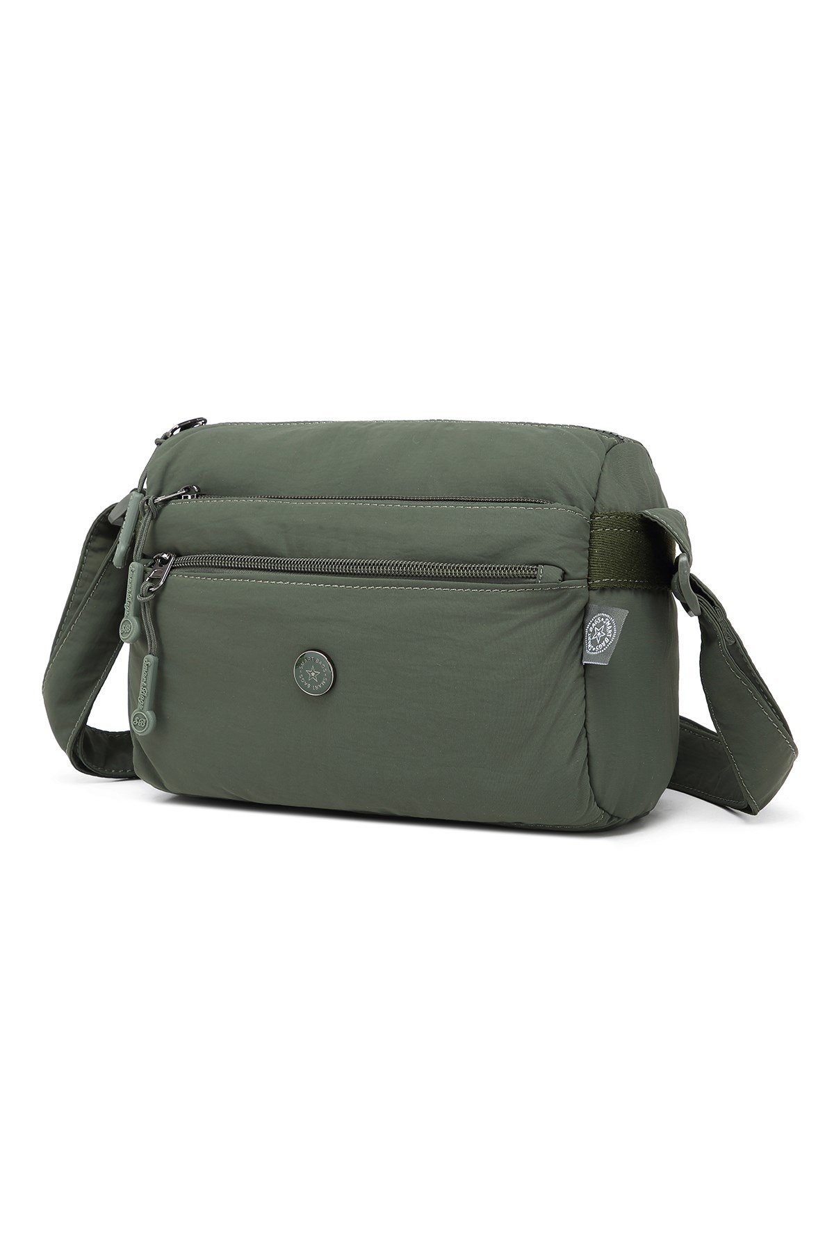 Smart Bags Haki Kadın Omuz Çantası Hafif Kumaş Çok Cepli Çapraz Uzun Askılı