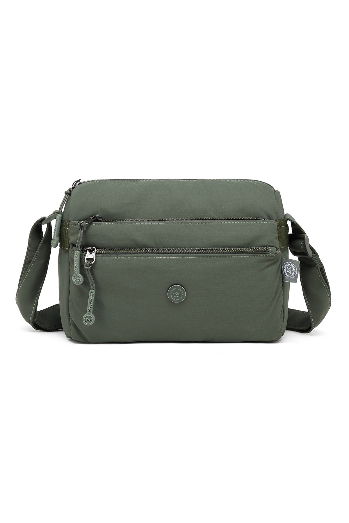 Smart Bags Haki Kadın Omuz Çantası Hafif Kumaş Çok Cepli Çapraz Uzun Askılı