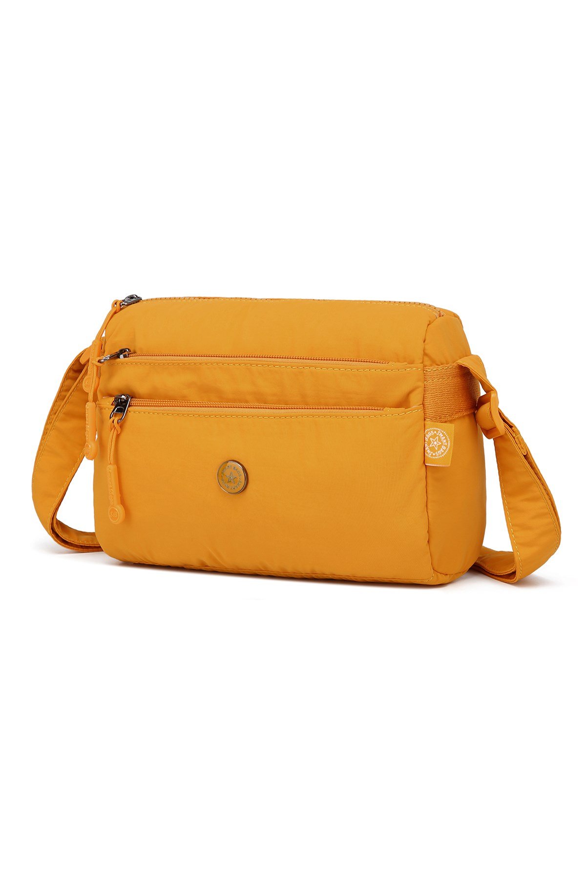 Smart Bags Hardal Kadın Omuz Çantası Hafif Kumaş Çok Cepli Çapraz Uzun Askılı