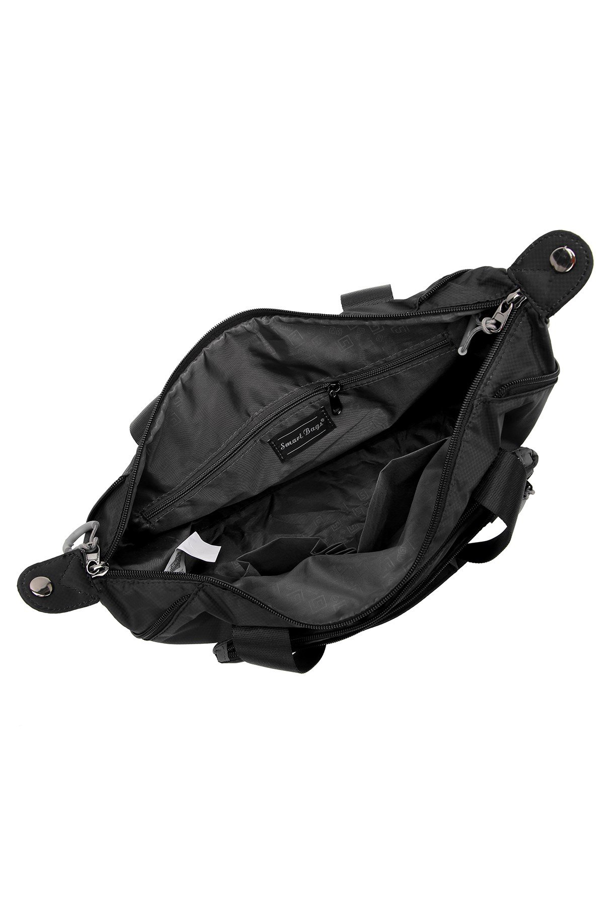 Smart Bags Koyu Gri Kadın Omuz ve Spor Çantası Hafif Kumaş Uzun Askılı Çok Cepli