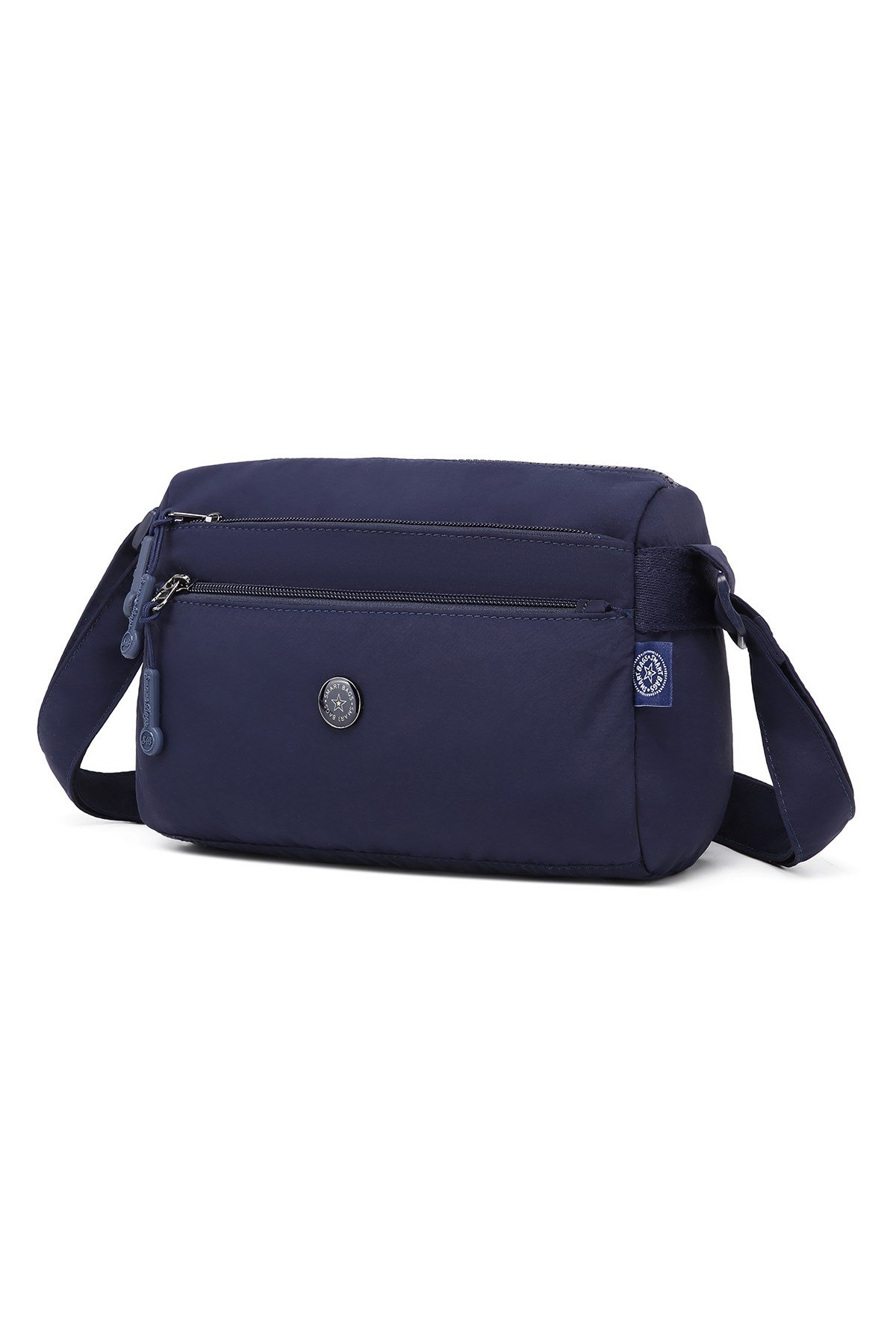 Smart Bags Lacivert Kadın Omuz Çantası Hafif Kumaş Çok Cepli Çapraz Uzun Askılı