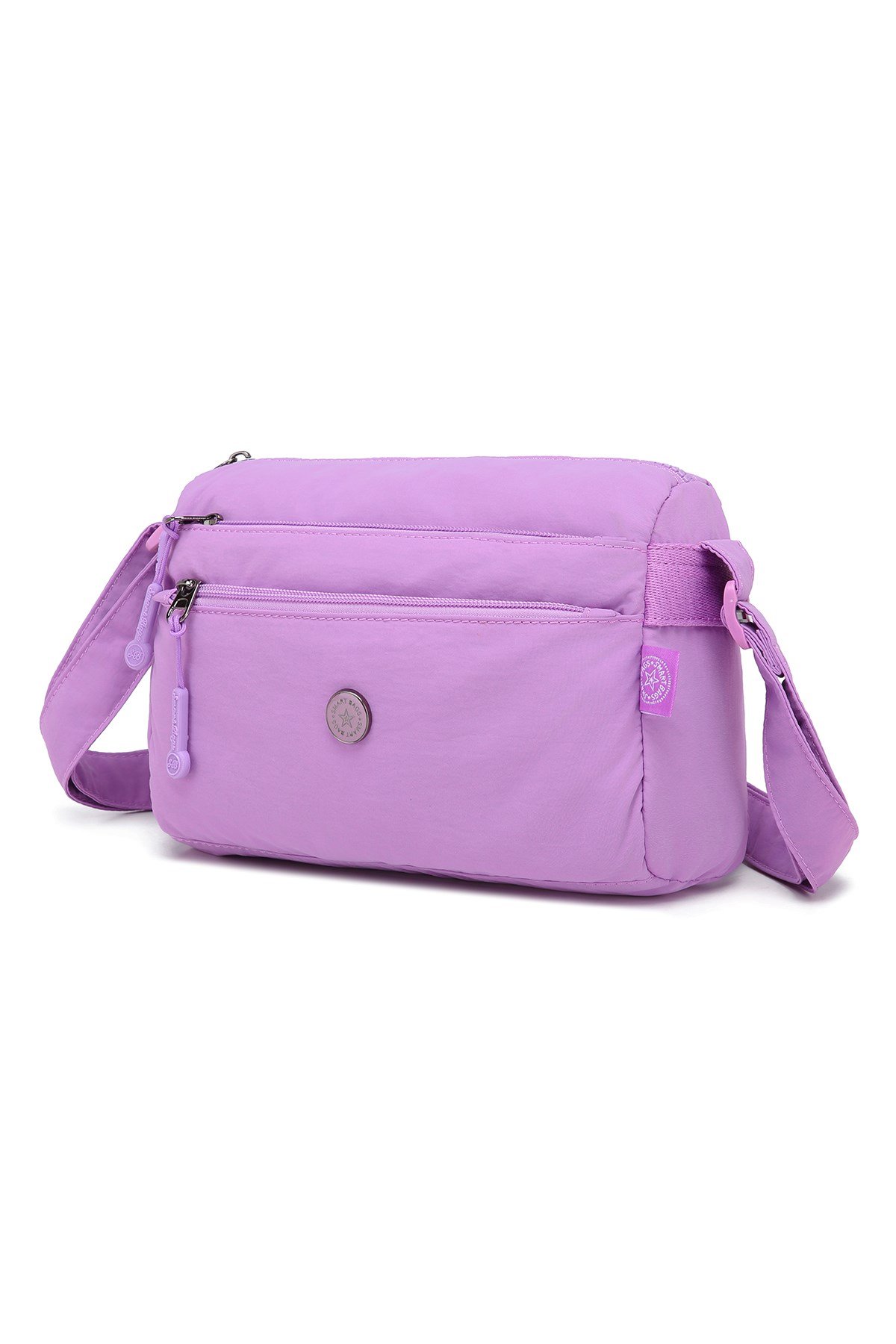 Smart Bags Lila Kadın Omuz Çantası Hafif Kumaş Çok Cepli Çapraz Uzun Askılı