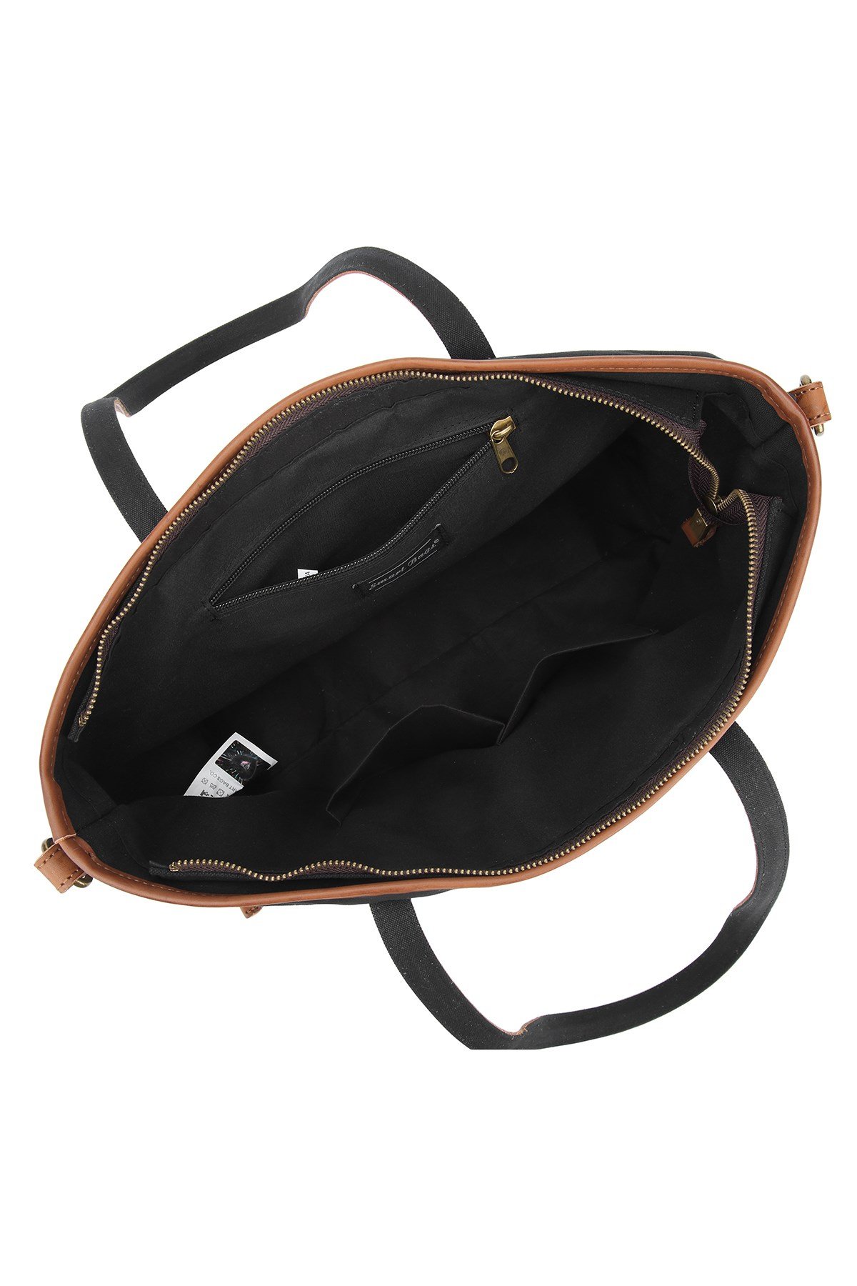 Smart Bags Siyah Kadın Omuz Çantası Büyük Boy Kanvas Kumaş Hakiki Deri Detaylı