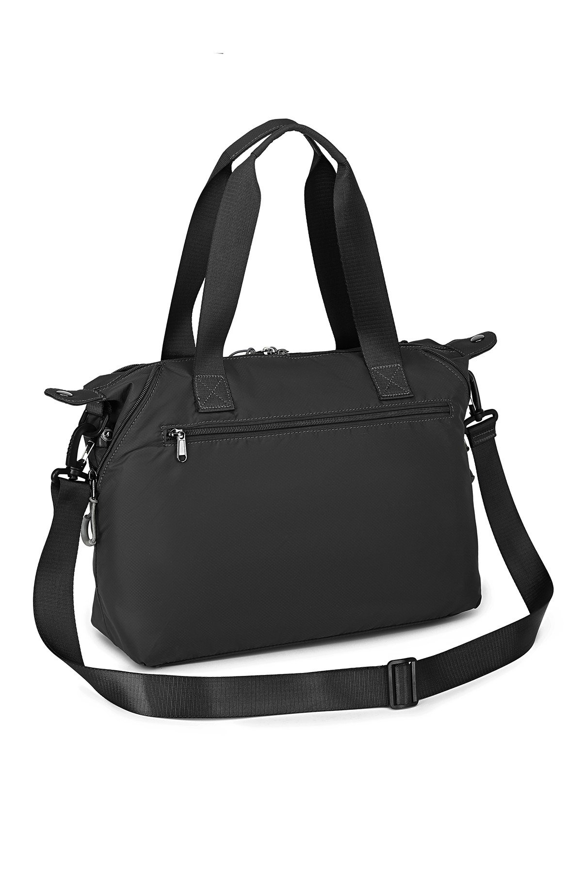 Smart Bags Siyah Kadın Omuz ve Spor Çantası Hafif Kumaş Uzun Askılı Çok Cepli