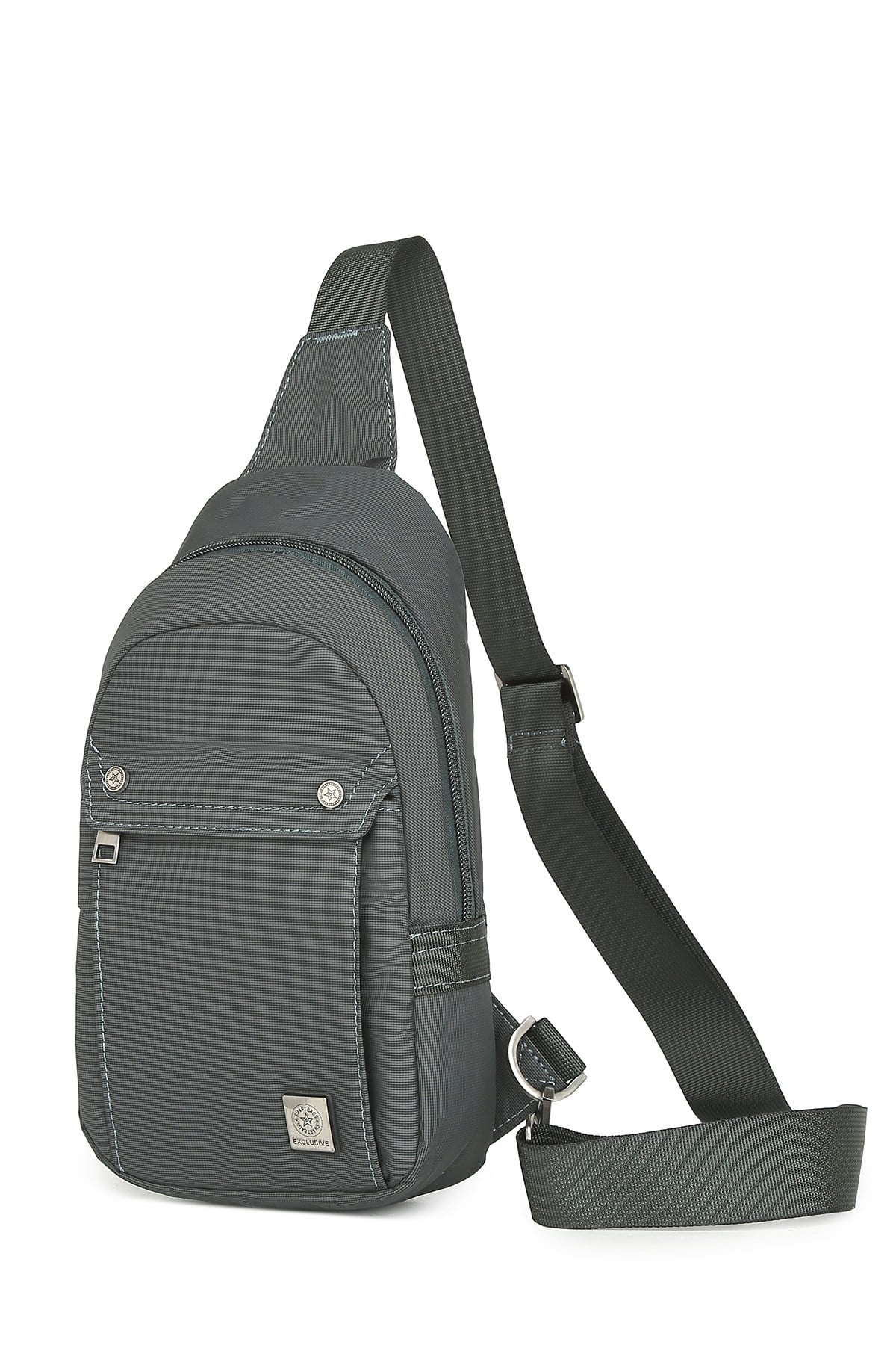 Smart Unisex Body Bag Tasarım Vücut Sırt ve Göğüs Çantası Ayarlanabilir Askılı Gri