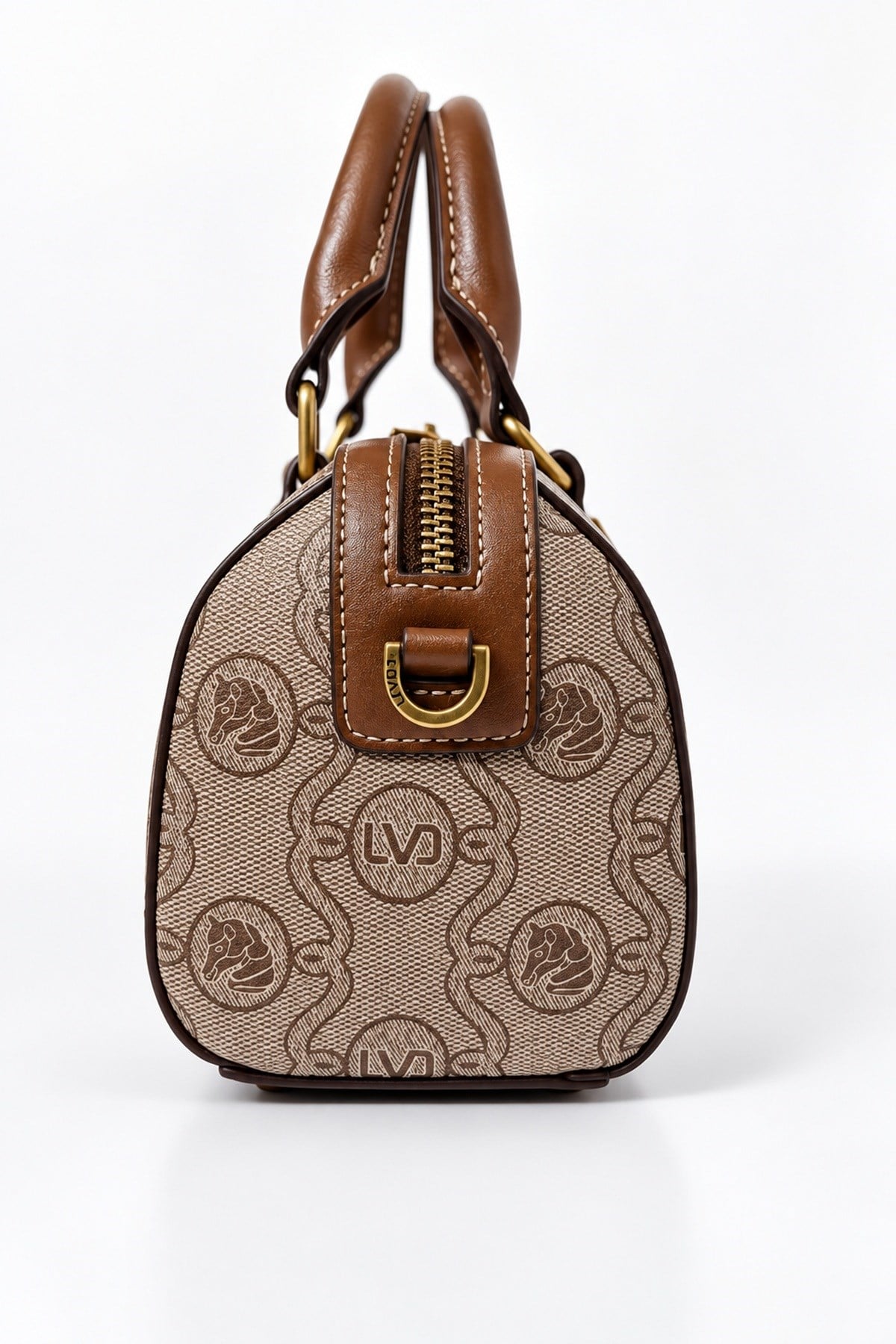 Unicorn Baskılı Mini Boy Speedy Tasarım Kadın El ve Omuz Çantası Camel