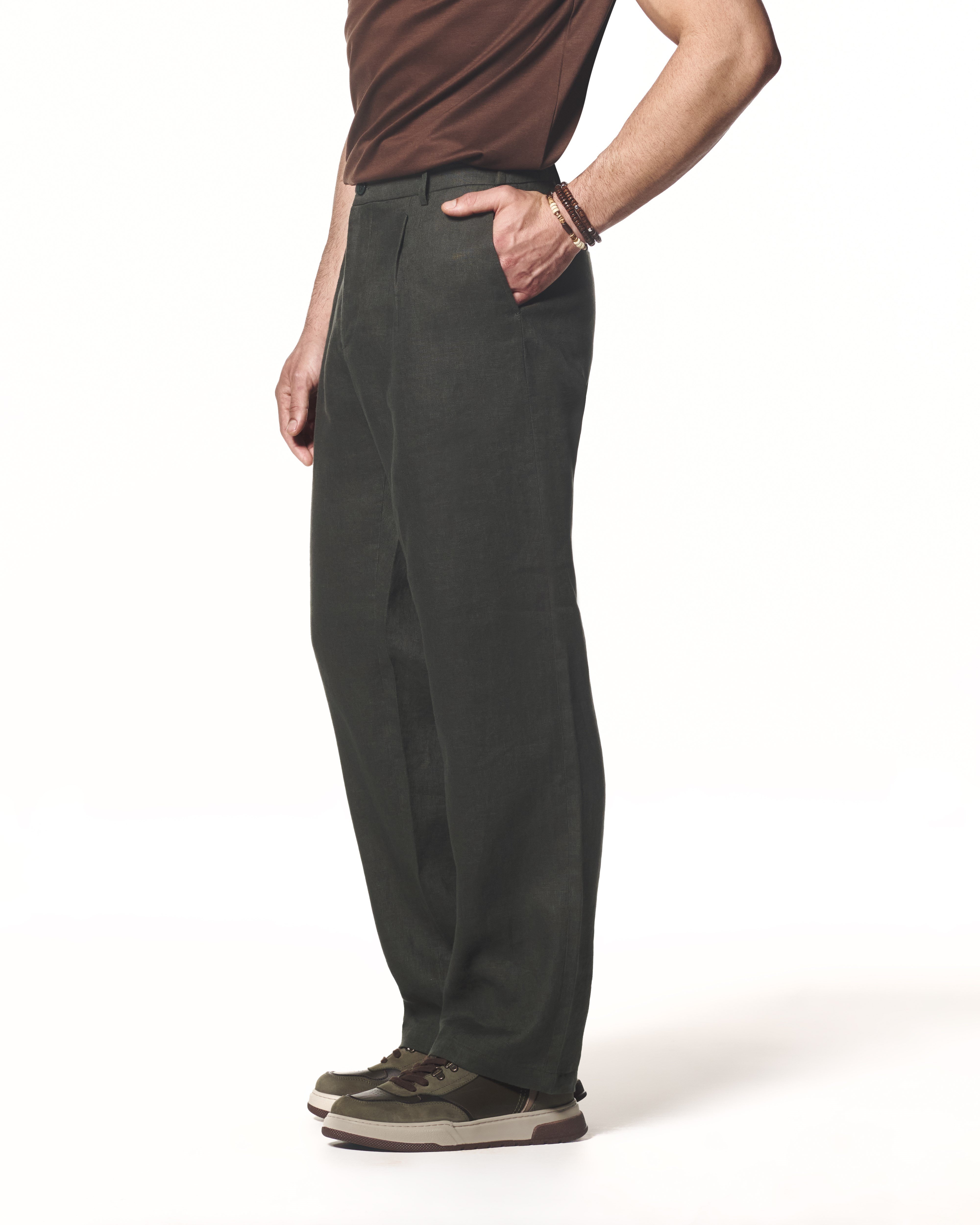 %100 Keten Pantolon