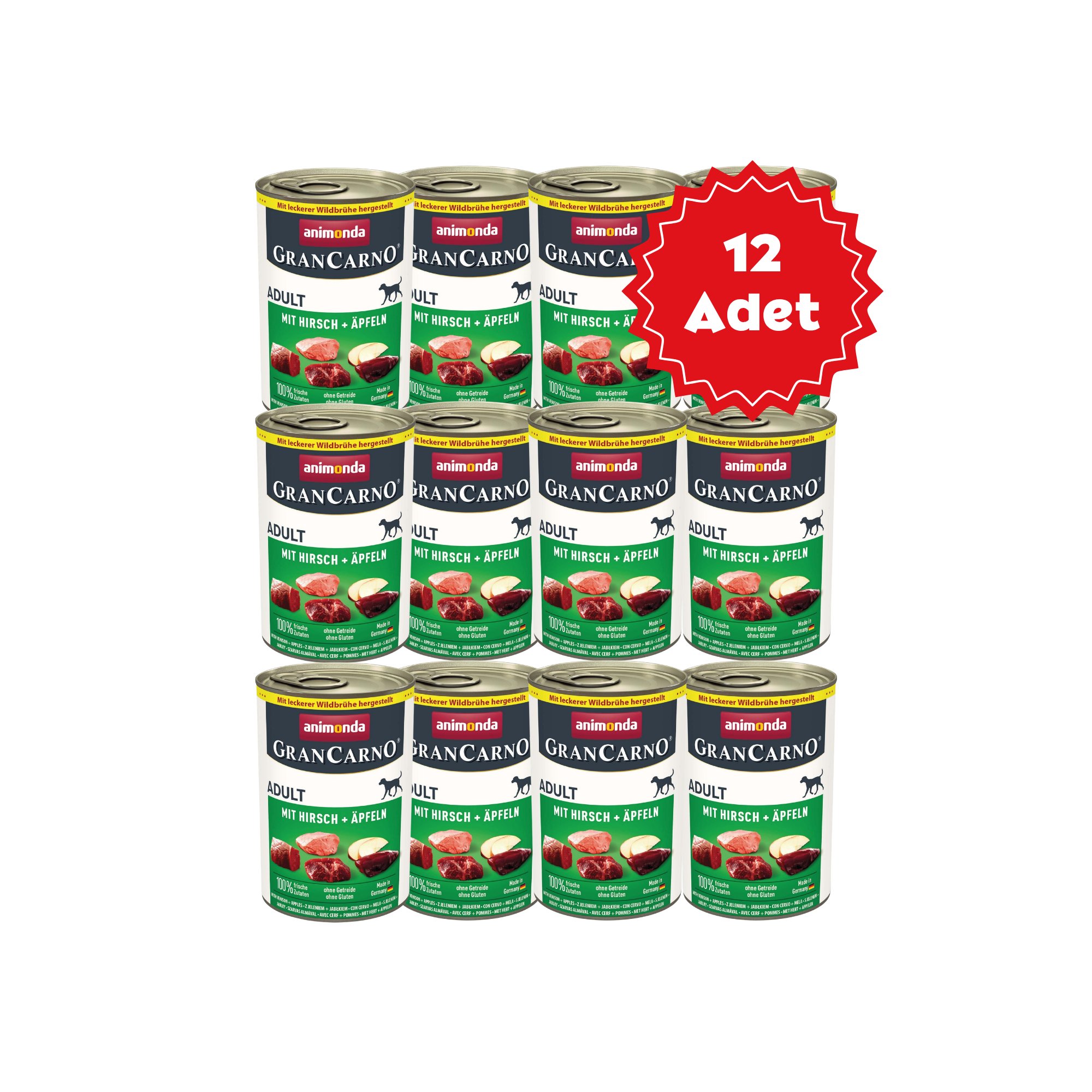  Animonda GranCarno Elmalı Geyikli Yetişkin Köpek Konservesi 400gr x 12 Adet