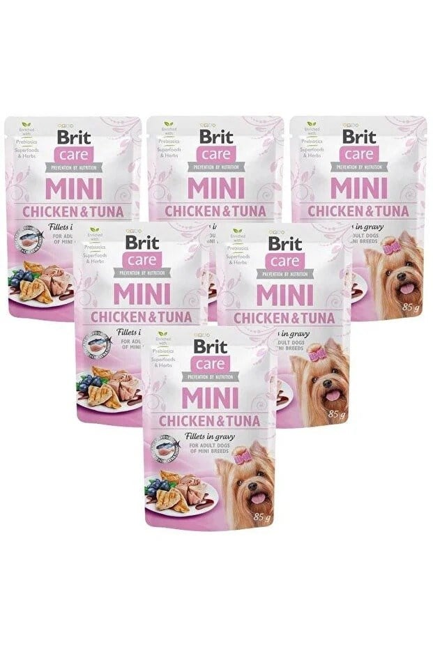  Brit Care Mini Tavuklu ve Ton Balıklı Soslu Küçük Irk Yetişkin Köpek Yaş Maması 85gr x 6 Adet
