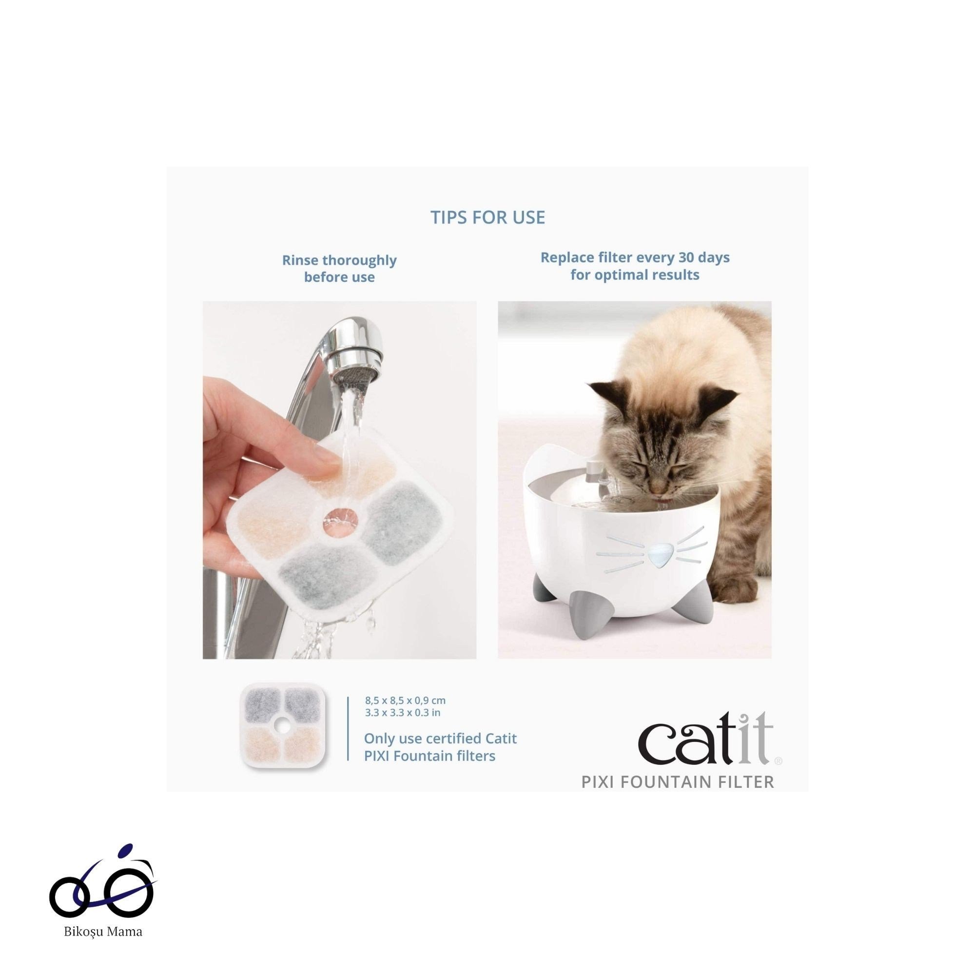 Catit Pixi Çelik Hazneli Su Pınarı 2.5L - Bikoşu Mama Catit Pixi Fountain Otomatik Kedi ve Küçük Irk Köpekler Su Pınarı 2L