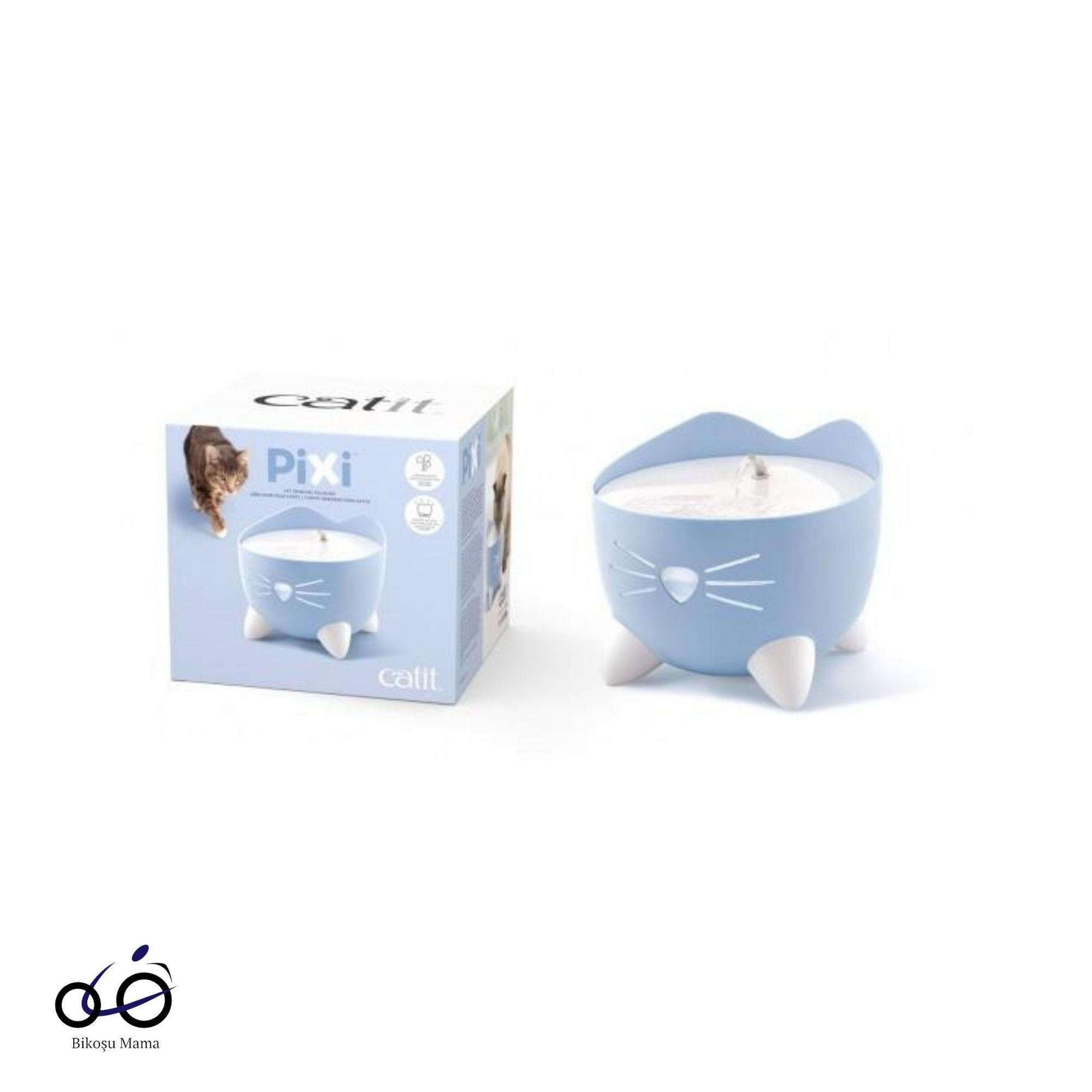 Catit Pixi Çelik Hazneli Su Pınarı 2.5L - Bikoşu Mama Catit Pixi Fountain Otomatik Kedi ve Küçük Irk Köpekler Su Pınarı 2L
