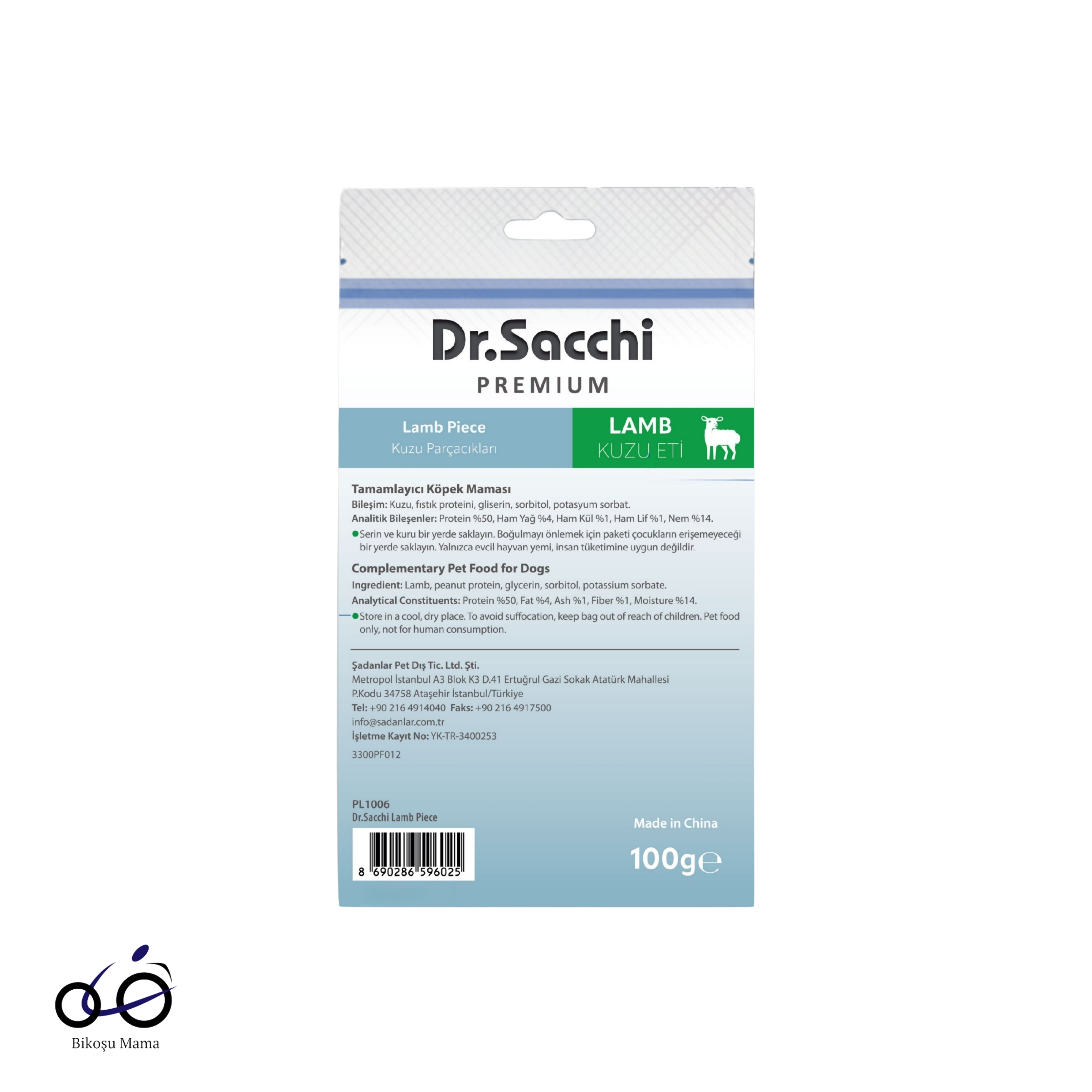 Dr.Sacchi Premium Kuzu Parçacıklı Tahılsız Köpek Ödülü 100gr