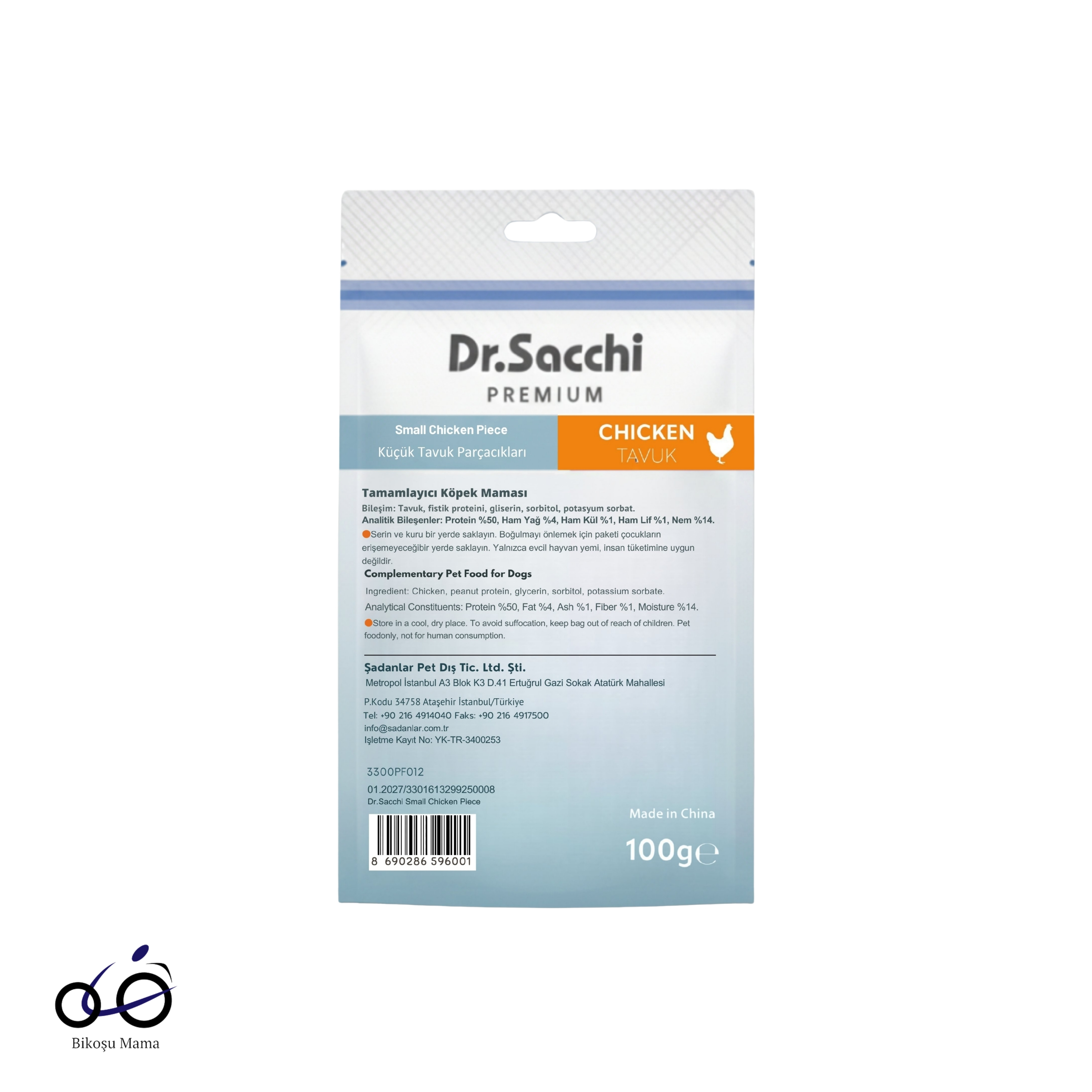 Dr.Sacchi Premium Küçük Tavuk Parçacıklı Tahılsız Köpek Ödülü 100gr