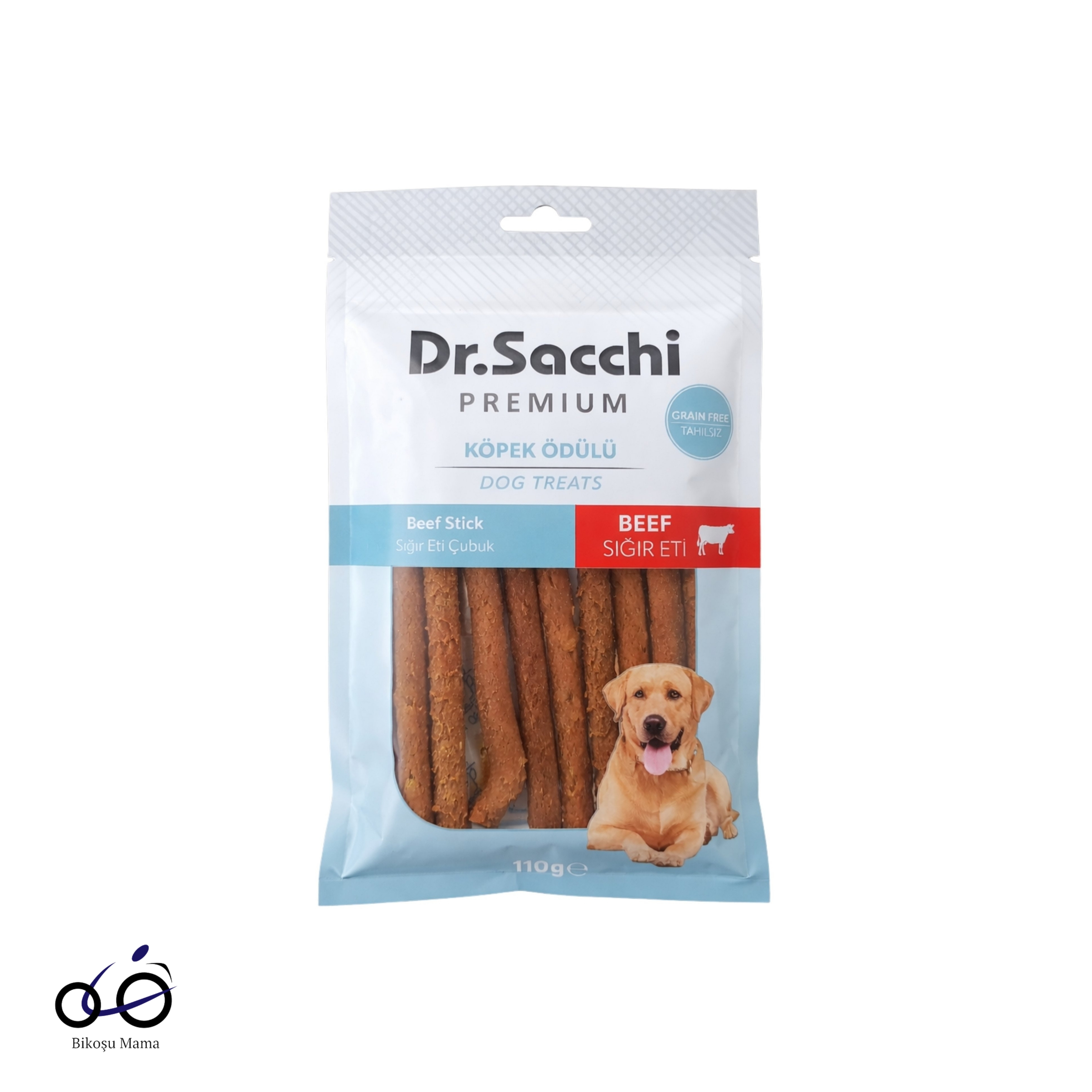 Dr.Sacchi Premium Sığır Etli Çubuk Tahılsız Köpek Ödülü 5'' 10'lu 100gr