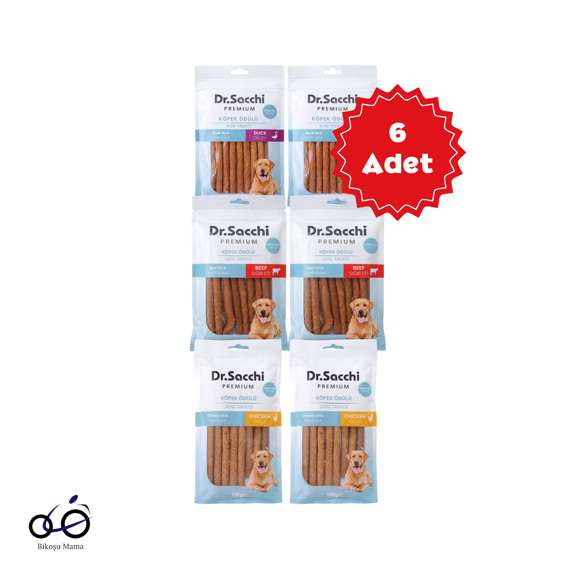  Dr.Sacchi Premium Karışık Çubuk Tahılsız Köpek Ödülü 110gr 6 Adet