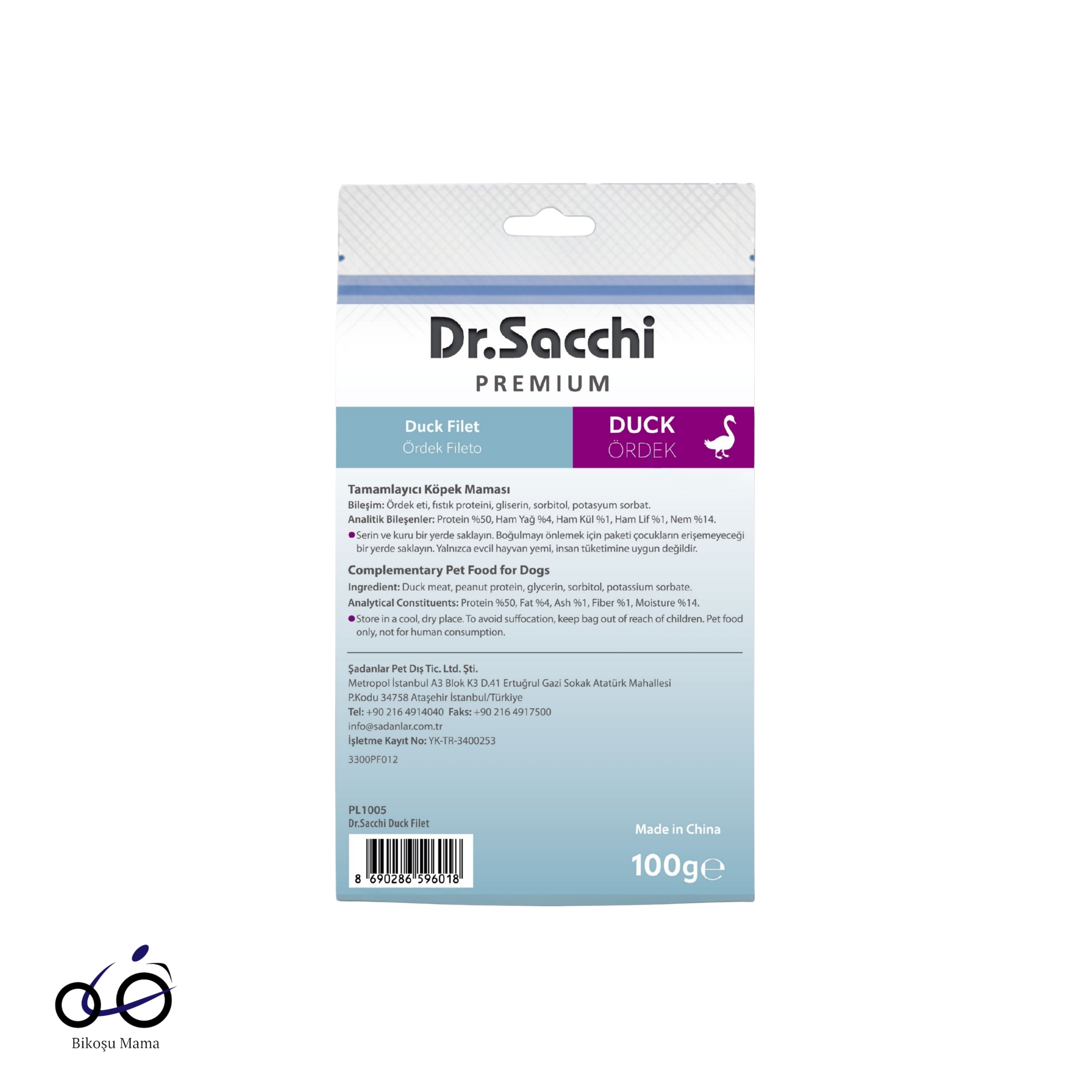Dr.Sacchi Premium Ördekli Fileto Tahılsız Köpek Ödülü 100gr
